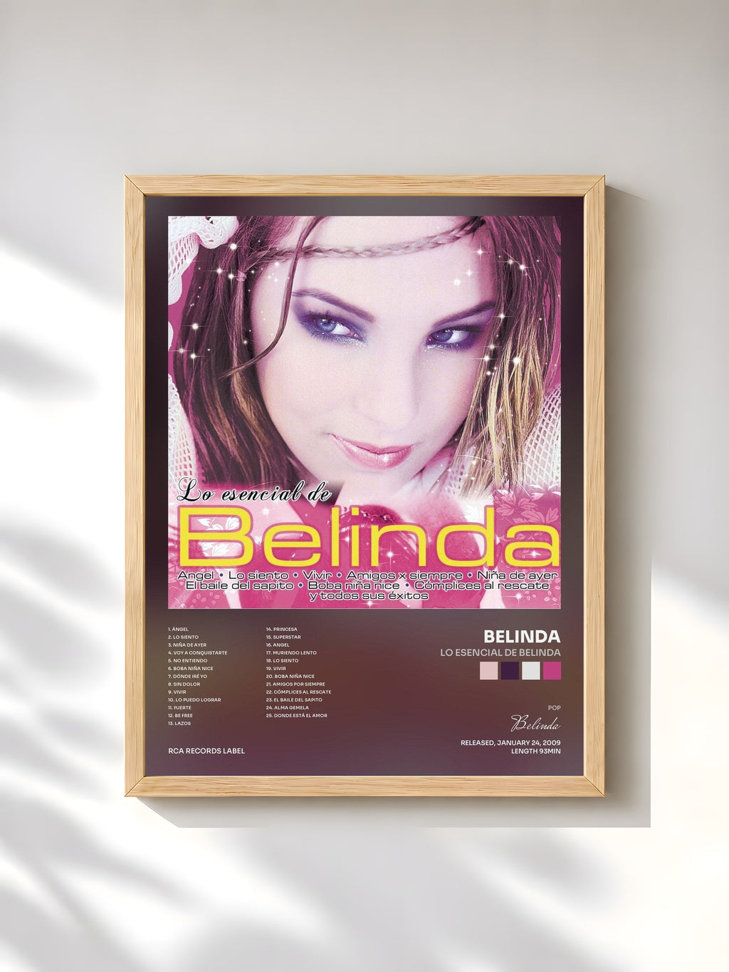 #bois Tableau de l'album Lo Esencial de Belinda de Belinda, cadre en bois brut, imprimé et encadré en France