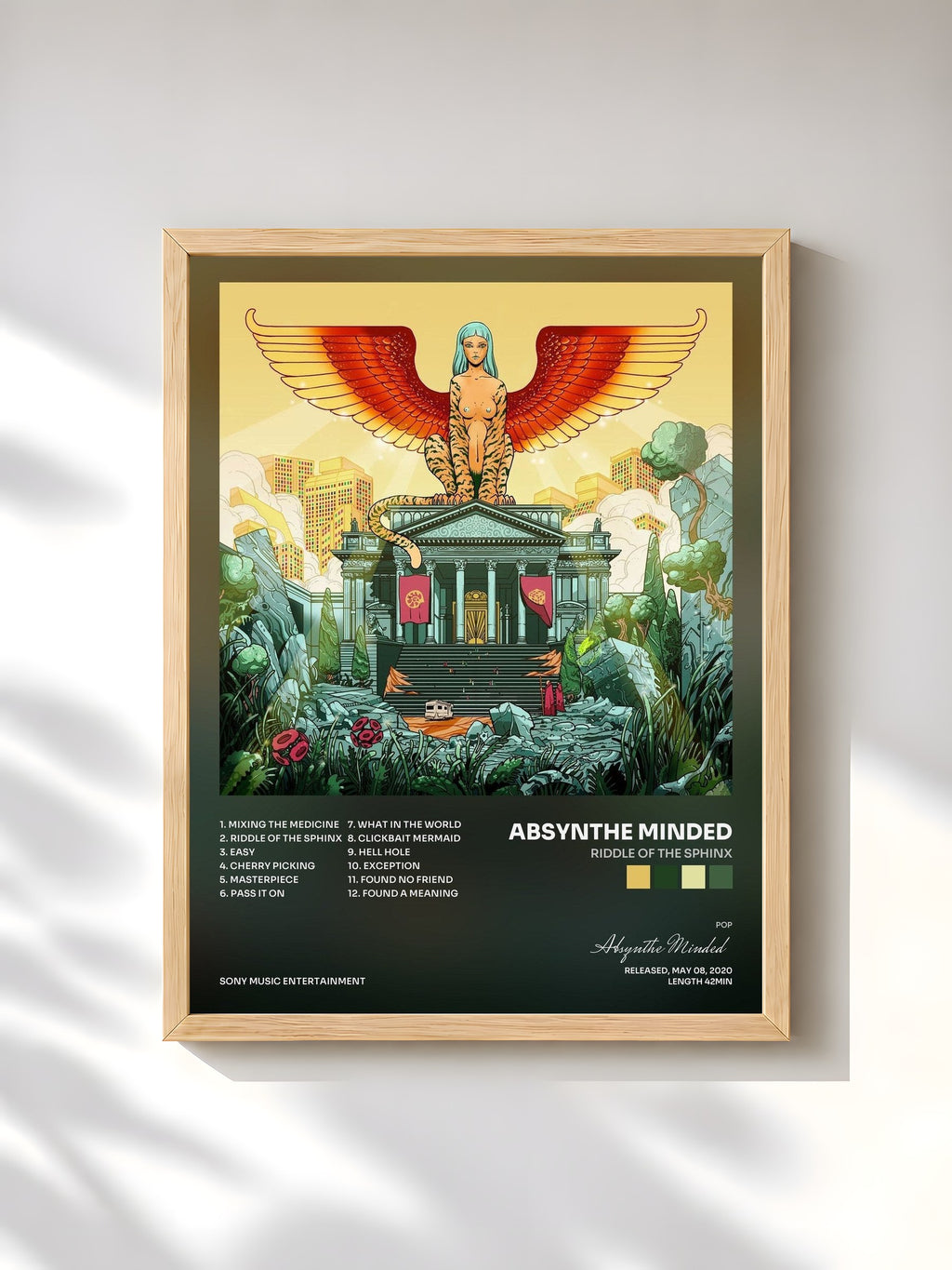 #bois Tableau de l'album Riddle of the Sphinx de Absynthe Minded, cadre en bois brut, imprimé et encadré en France