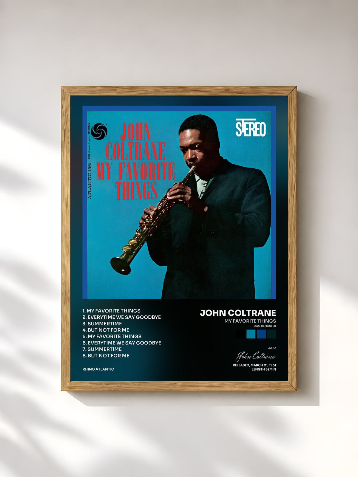 #bois Tableau de l'album My Favorite Things (2022 Remaster) de John Coltrane, cadre en bois brut, imprimé et encadré en France