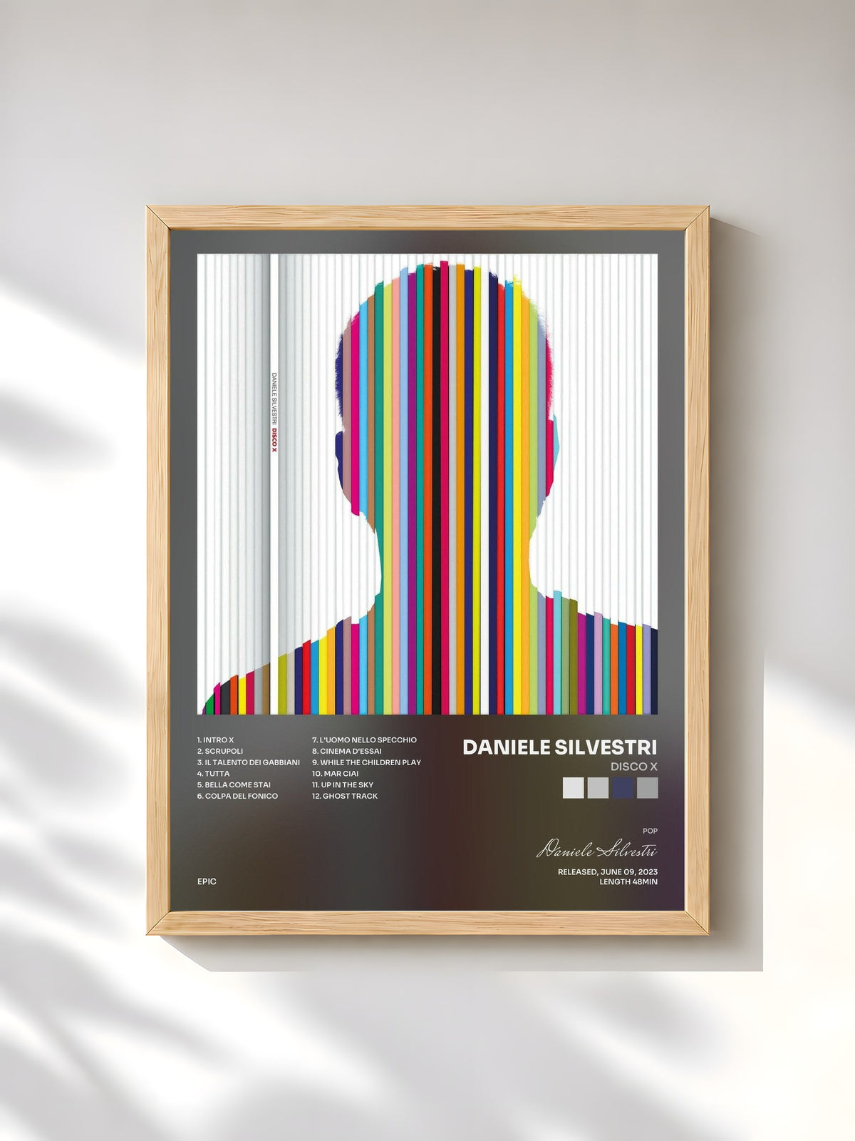 #bois Tableau de l'album Disco X de Daniele Silvestri, cadre en bois brut, imprimé et encadré en France