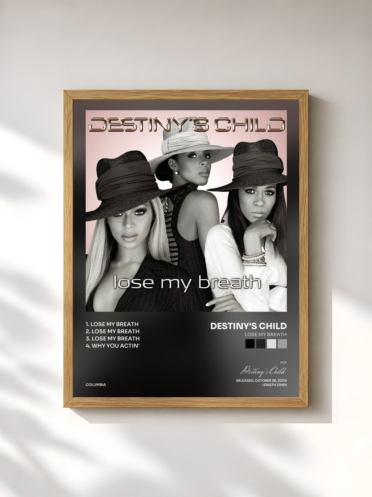 #bois Tableau de l'album Lose My Breath de Destiny's Child, cadre en bois brut, imprimé et encadré en France