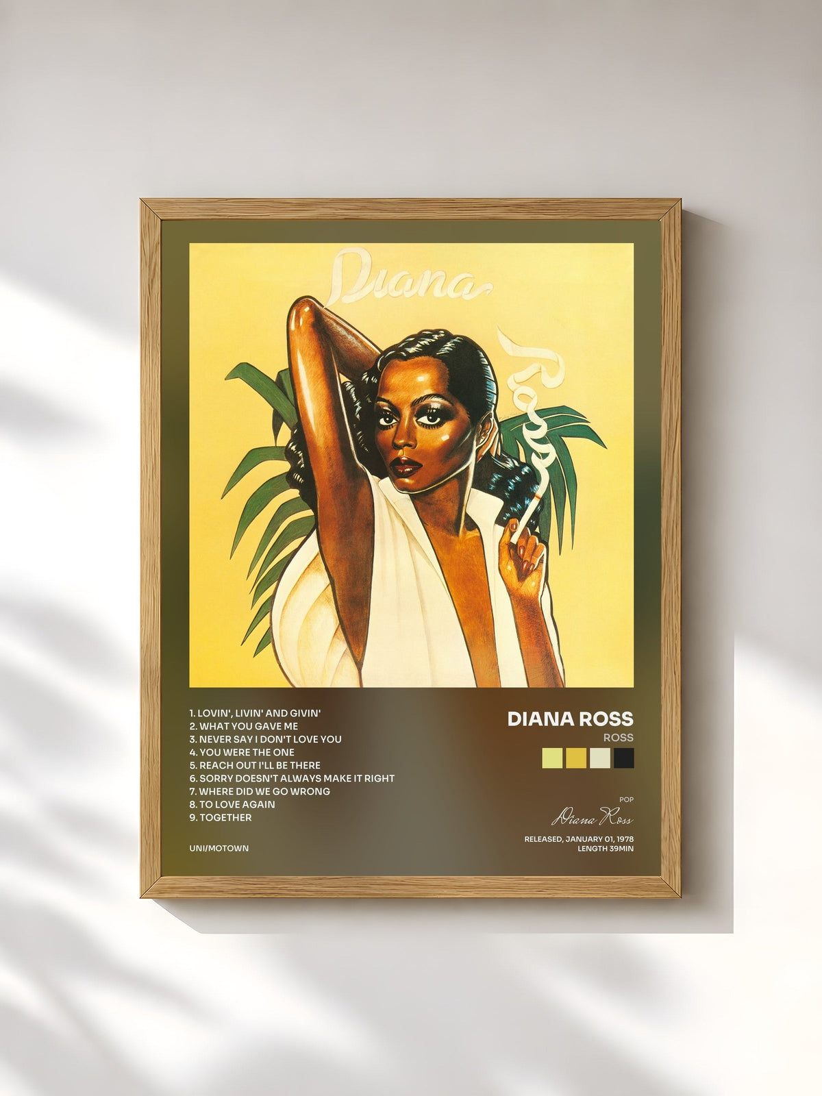 #bois Tableau de l'album Ross de Diana Ross, cadre en bois brut, imprimé et encadré en France