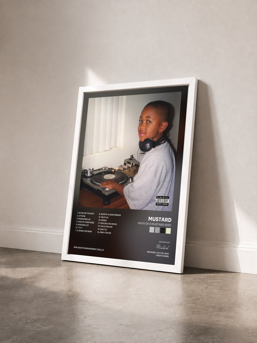 #blanc Tableau de l'album Faith Of A Mustard Seed de Mustard vu de trois quarts, cadre blanc