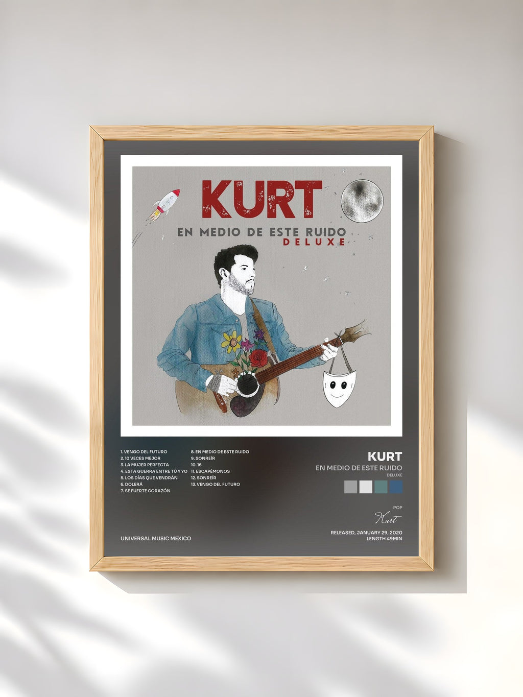 #bois Tableau de l'album En Medio De Este Ruido (Deluxe) de Kurt, cadre en bois brut, imprimé et encadré en France