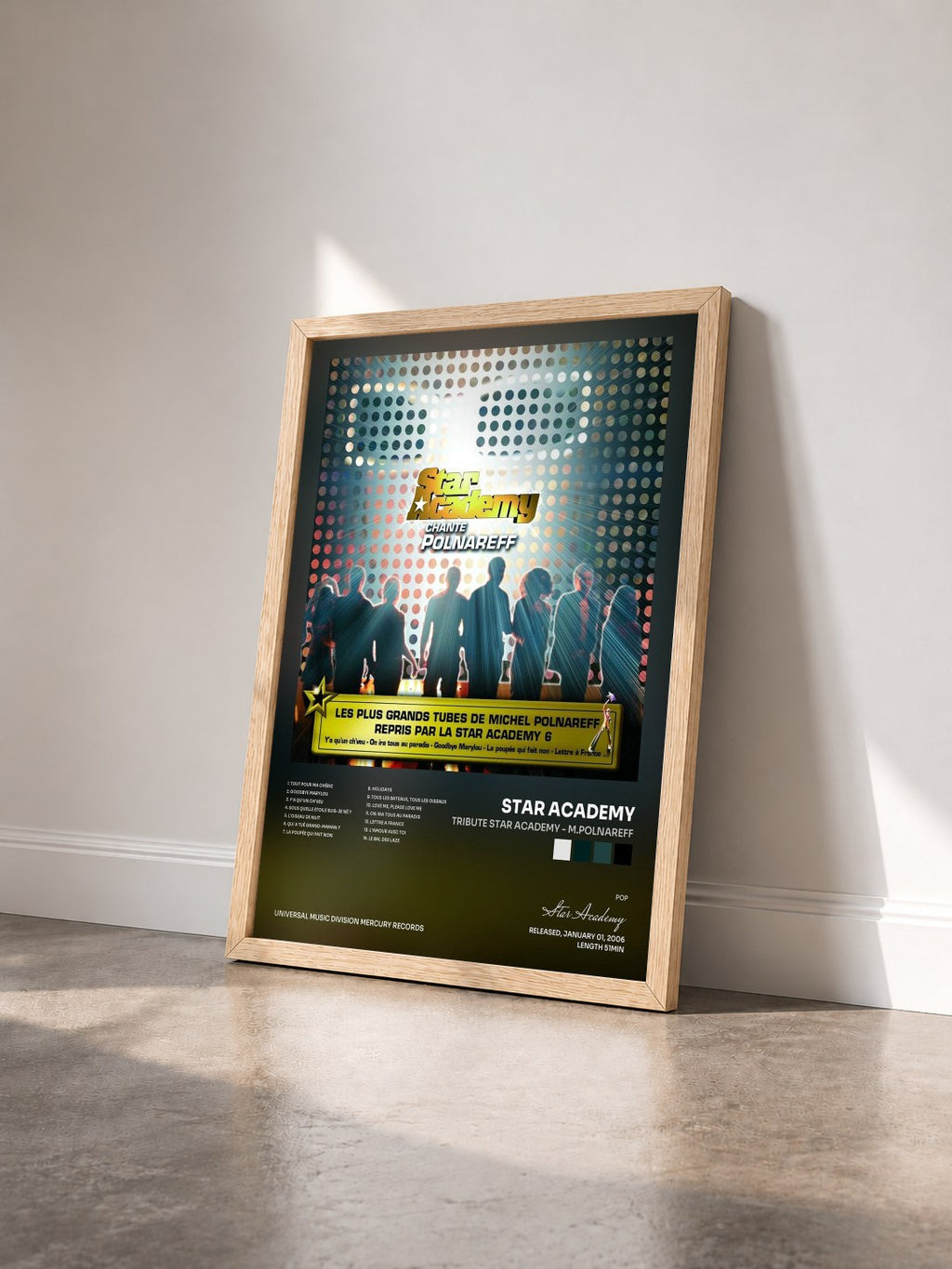 #bois Tableau de l'album Tribute Star Academy - M.Polnareff de Star Academy vu de trois quarts, cadre en bois brut