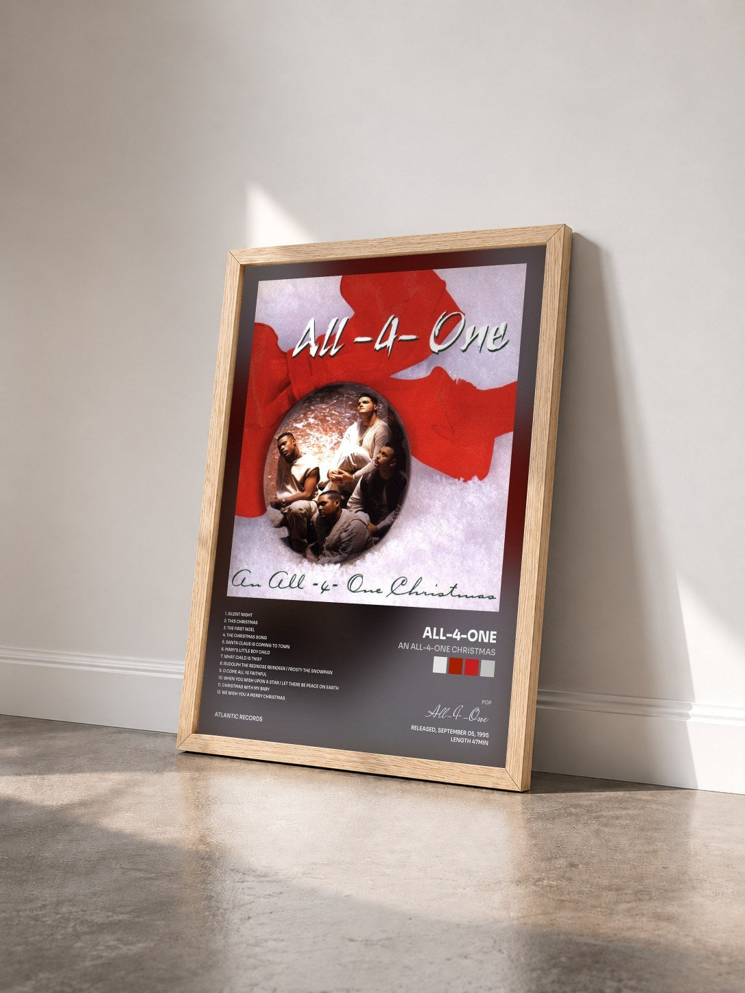 #bois Tableau de l'album An All-4-One Christmas de All-4-One vu de trois quarts, cadre en bois brut