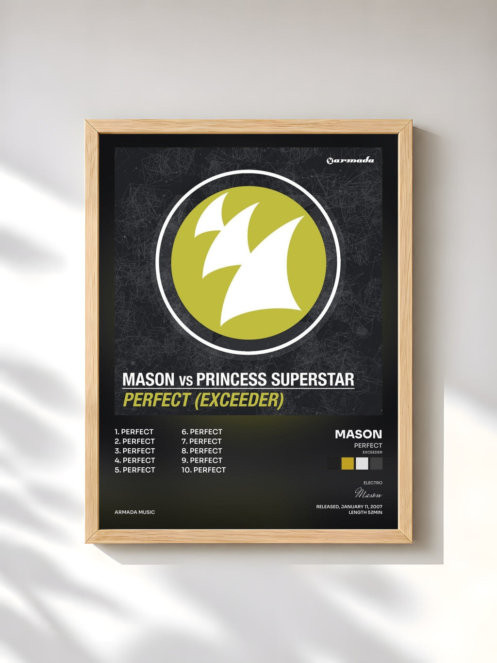 #bois Tableau de l'album Perfect (Exceeder) de Mason, cadre en bois brut, imprimé et encadré en France