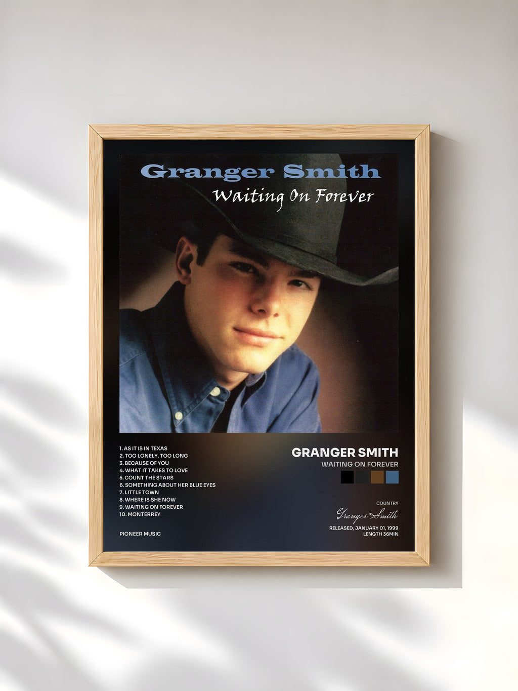 #bois Tableau de l'album Waiting on Forever de Granger Smith, cadre en bois brut, imprimé et encadré en France