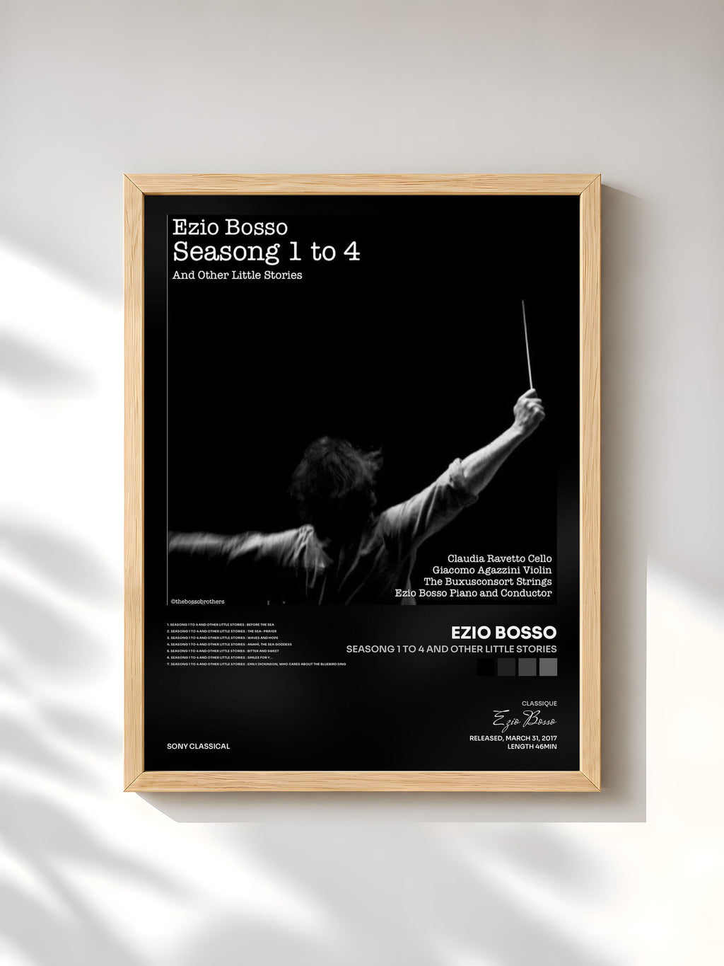 #bois Tableau de l'album Seasong 1 To 4 and Other Little Stories de Ezio Bosso, cadre en bois brut, imprimé et encadré en France