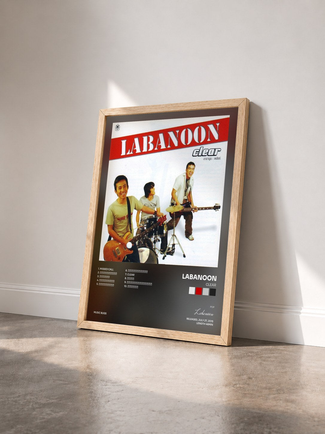 #bois Tableau de l'album Clear de Labanoon vu de trois quarts, cadre en bois brut