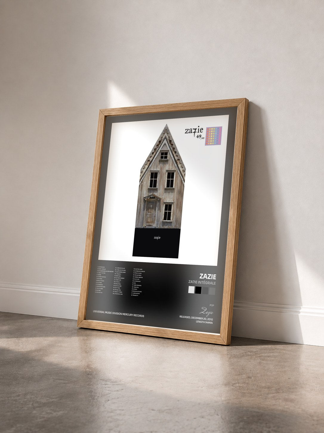 #bois Tableau de l'album Za7ie Intégrale de Zazie vu de trois quarts, cadre en bois brut