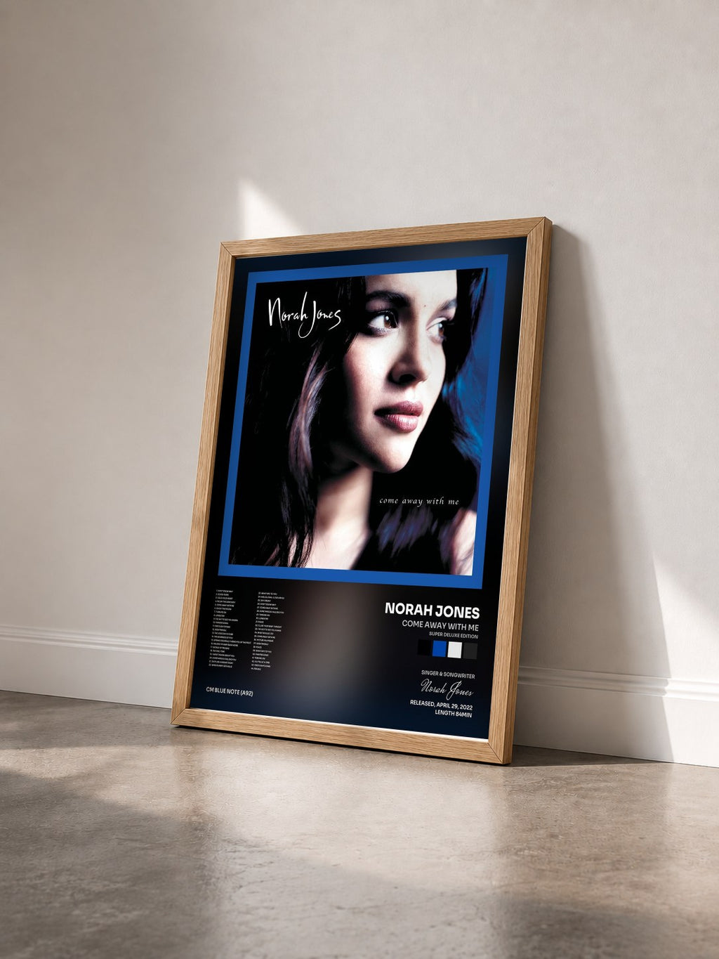#bois Tableau de l'album Come Away With Me (Super Deluxe Edition) de Norah Jones vu de trois quarts, cadre en bois brut