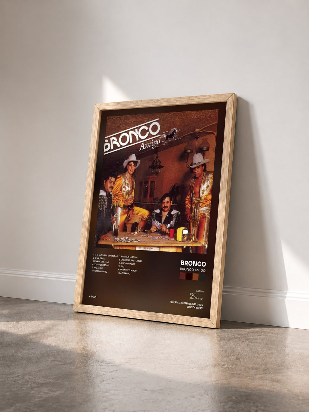 #bois Tableau de l'album Bronco Amigo de Bronco vu de trois quarts, cadre en bois brut