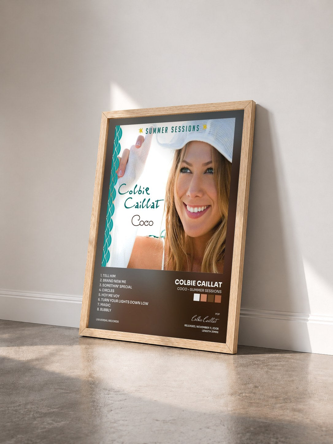 #bois Tableau de l'album Coco - Summer Sessions de Colbie Caillat vu de trois quarts, cadre en bois brut