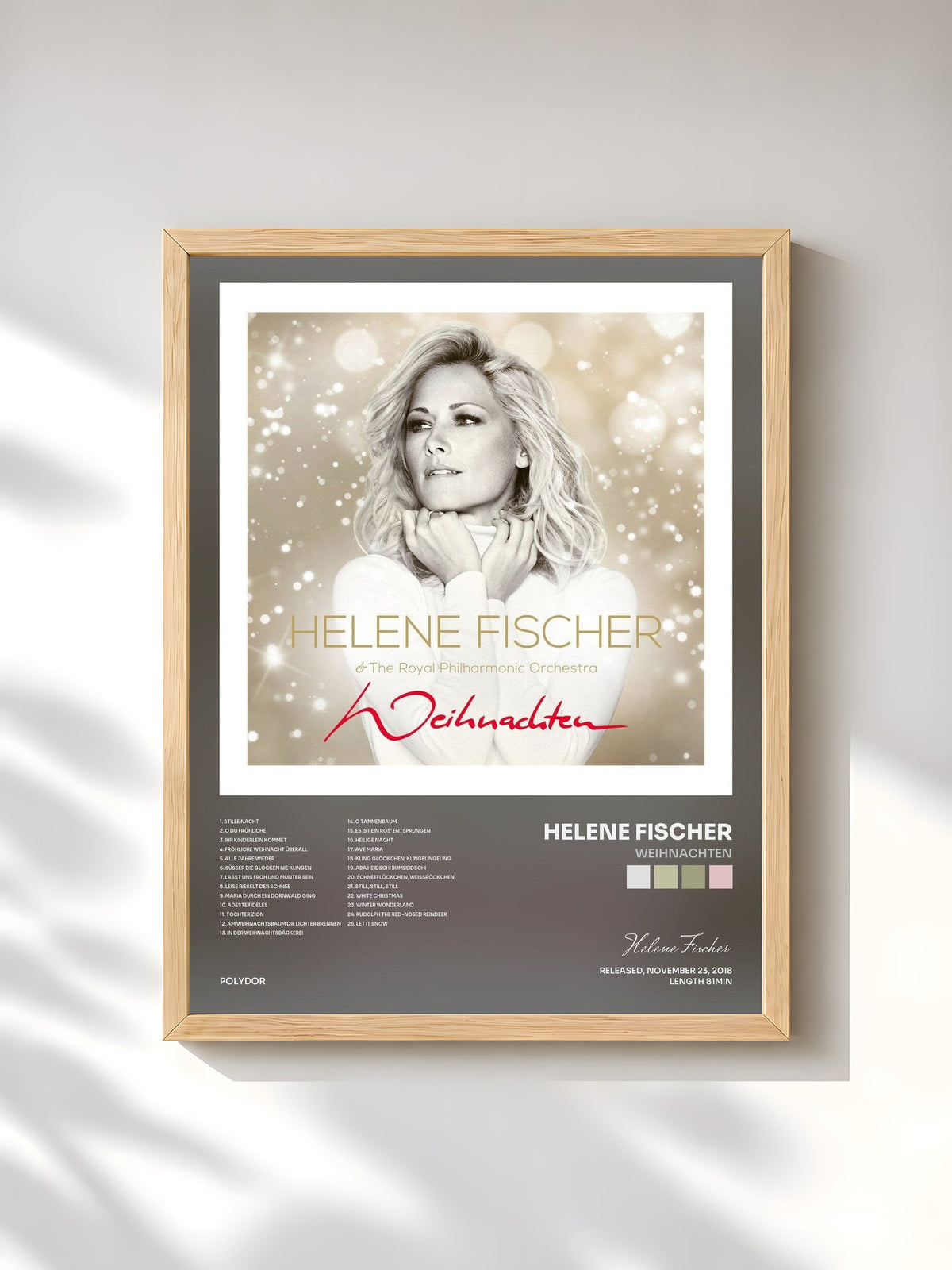 #bois Tableau de l'album Weihnachten de Helene Fischer, cadre en bois brut, imprimé et encadré en France