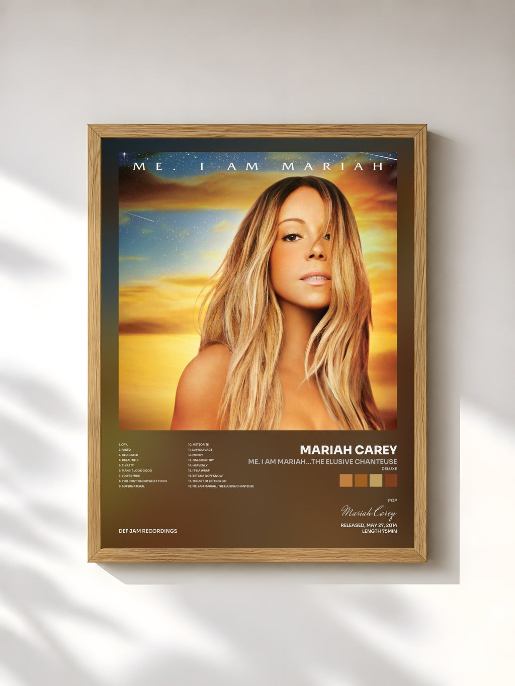#bois Tableau de l'album Me. I Am Mariah…The Elusive Chanteuse (Deluxe) de Mariah Carey, cadre en bois brut, imprimé et encadré en France