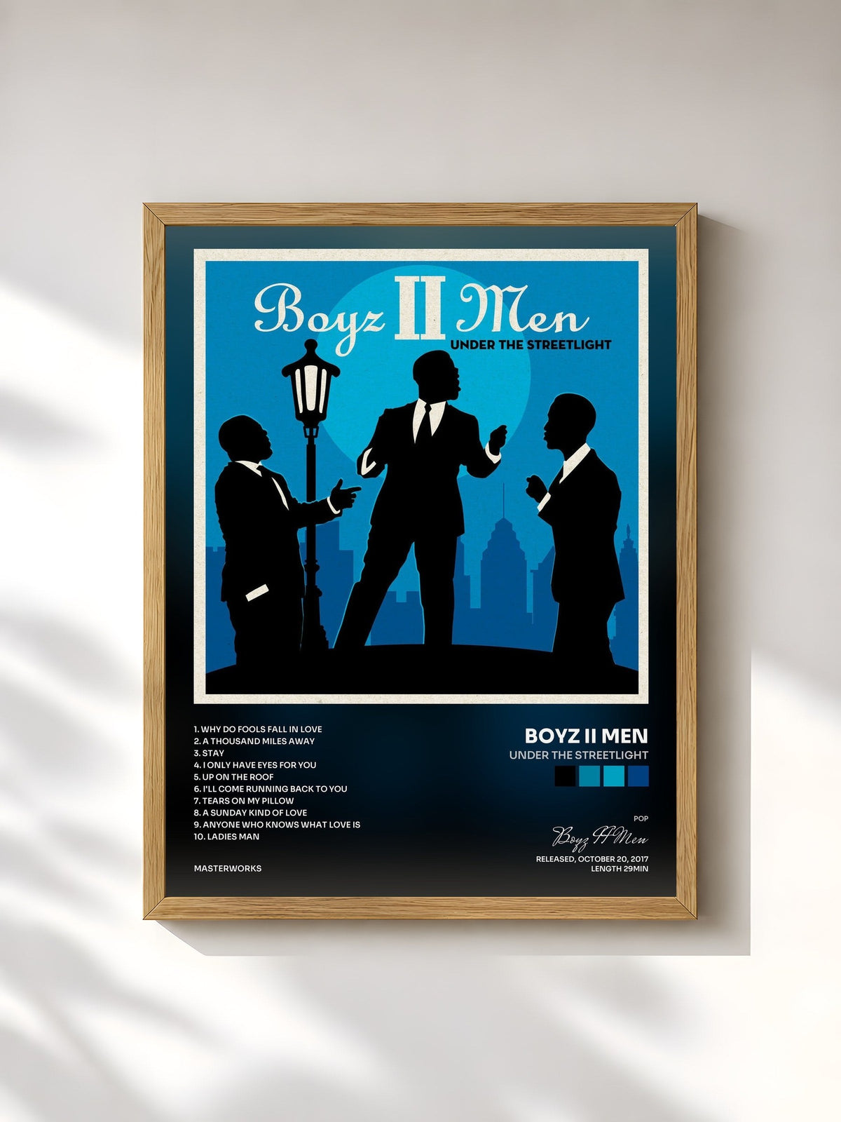 #bois Tableau de l'album Under the Streetlight de Boyz II Men, cadre en bois brut, imprimé et encadré en France