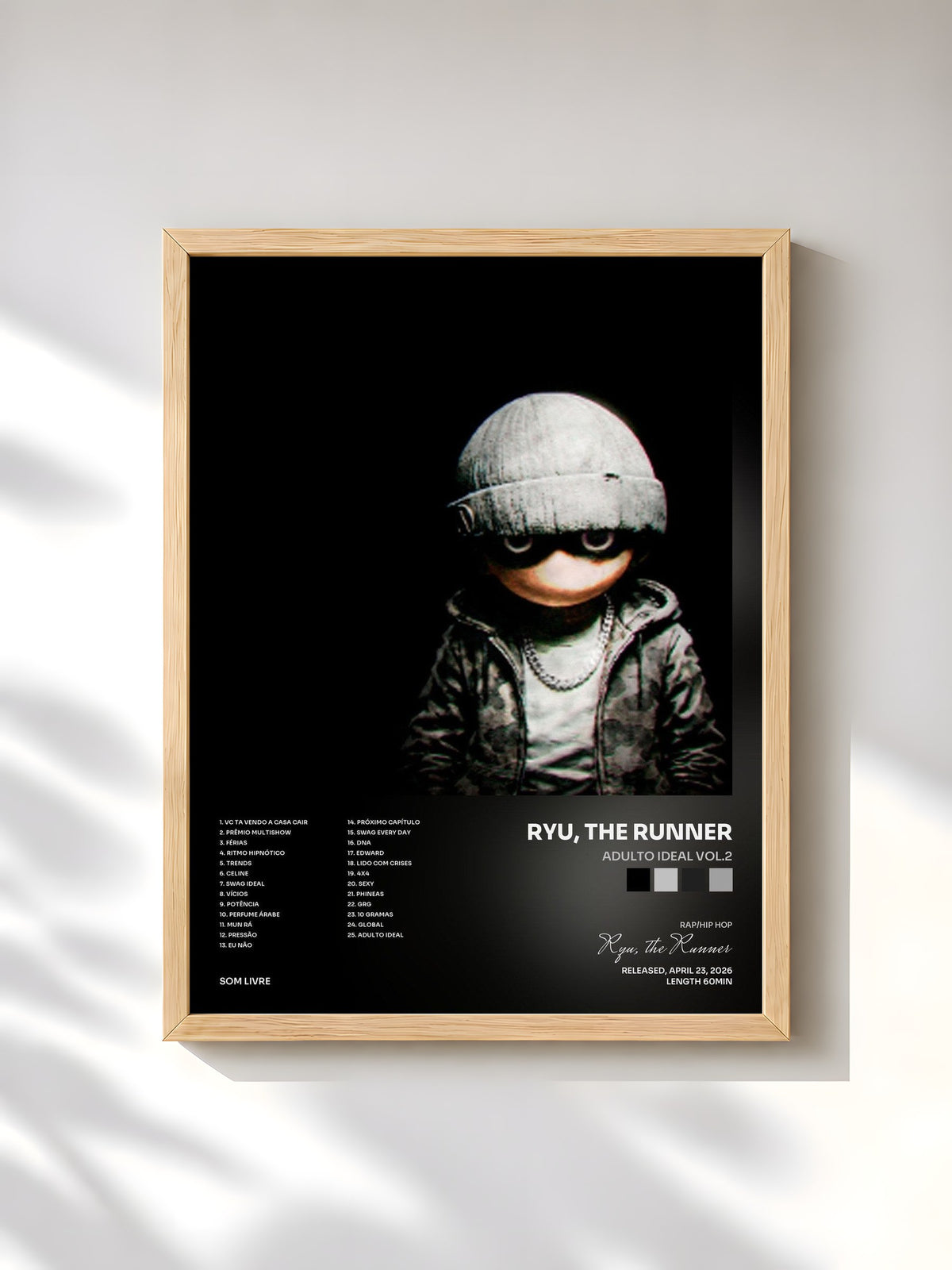 #bois Tableau de l'album ADULTO IDEAL VOL.2 de Ryu, the Runner, cadre en bois brut, imprimé et encadré en France