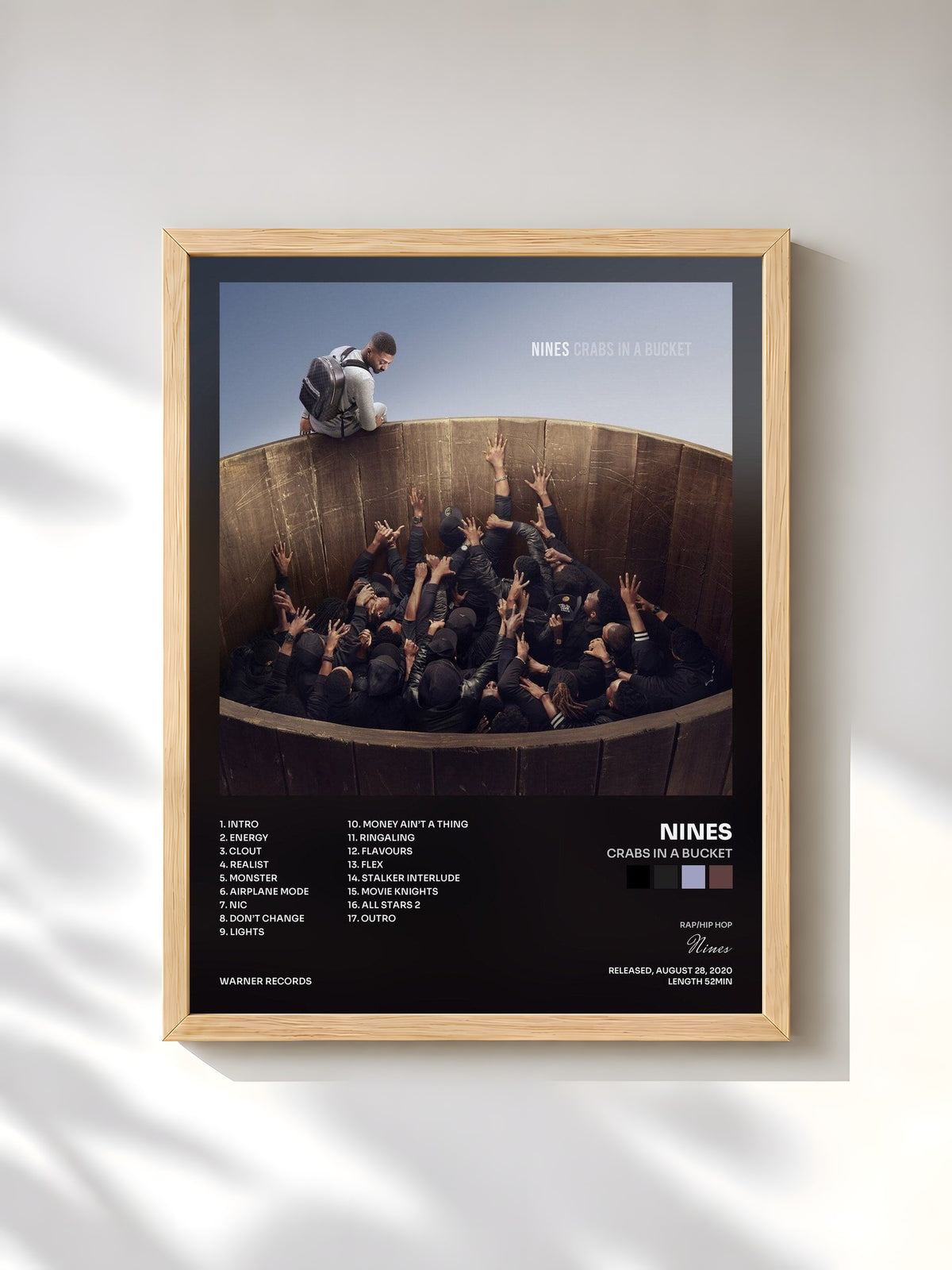 #bois Tableau de l'album Crabs In A Bucket de Nines, cadre en bois brut, imprimé et encadré en France