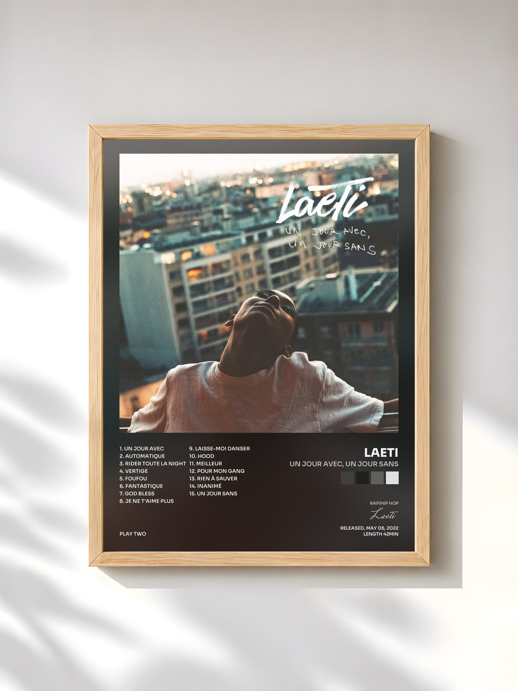 #bois Tableau de l'album Un jour avec, un jour sans de Laeti, cadre en bois brut, imprimé et encadré en France