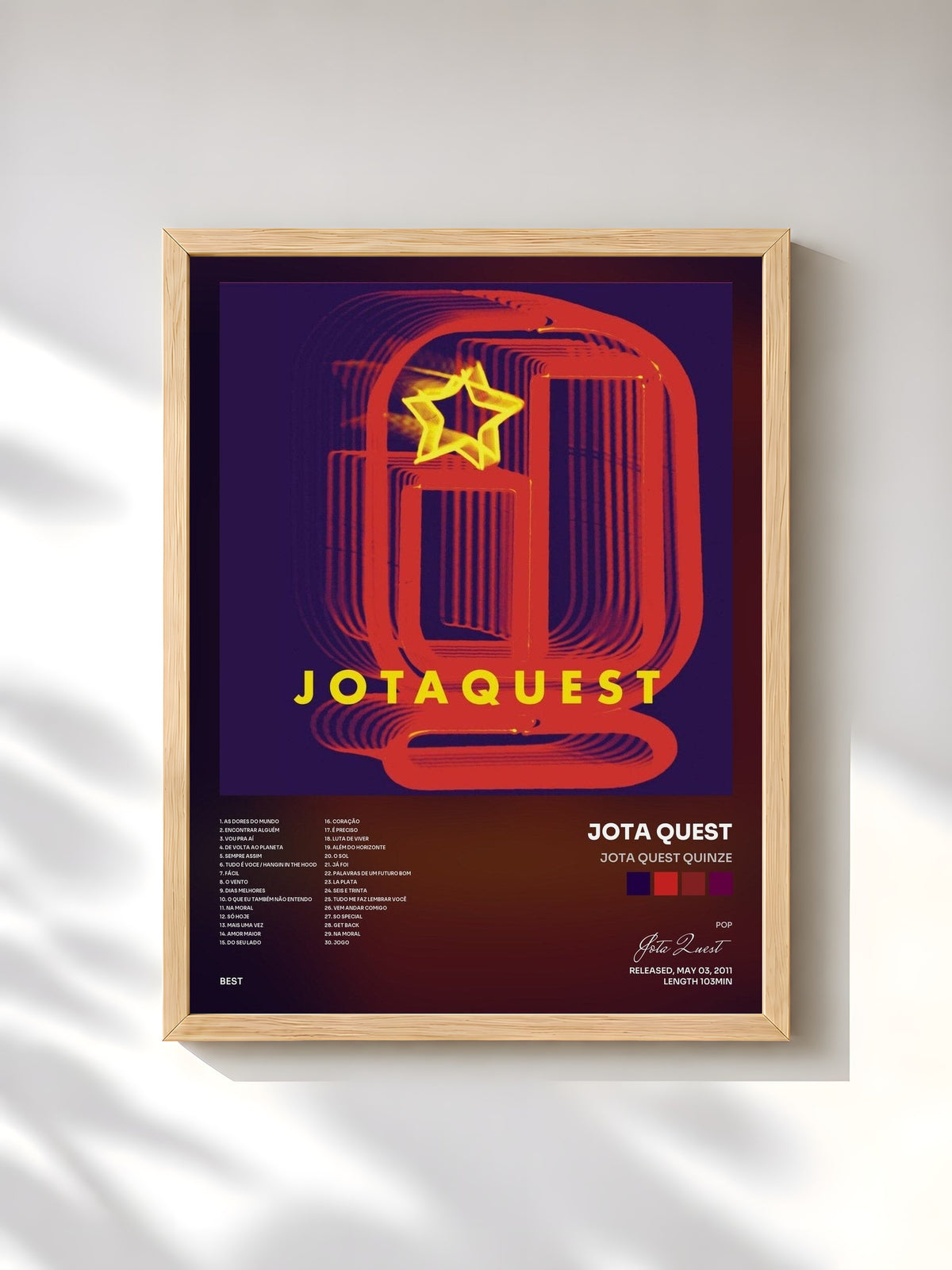 #bois Tableau de l'album Jota Quest Quinze de Jota Quest, cadre en bois brut, imprimé et encadré en France