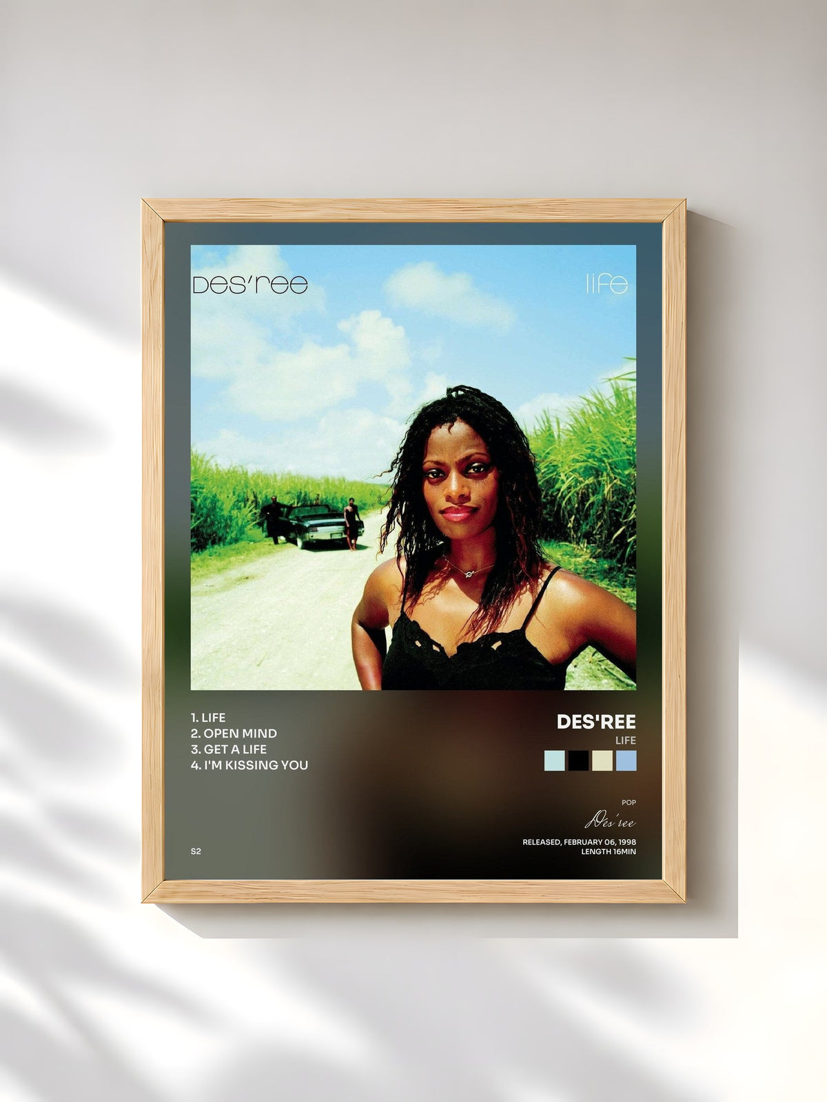 #bois Tableau de l'album Life de Des'ree, cadre en bois brut, imprimé et encadré en France