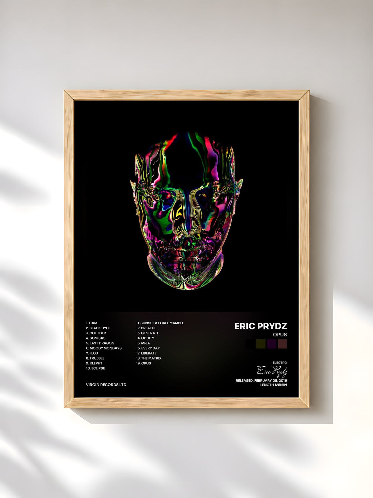 #bois Tableau de l'album Opus de Eric Prydz, cadre en bois brut, imprimé et encadré en France