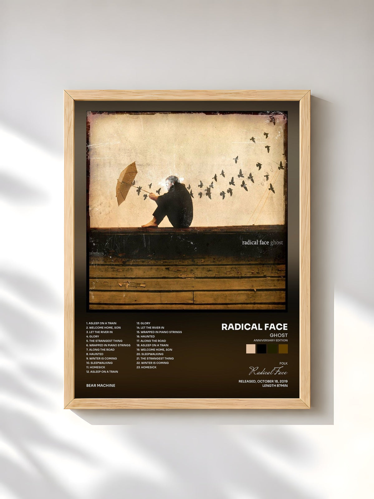 #bois Tableau de l'album Ghost (Anniversary Edition) de Radical Face, cadre en bois brut, imprimé et encadré en France