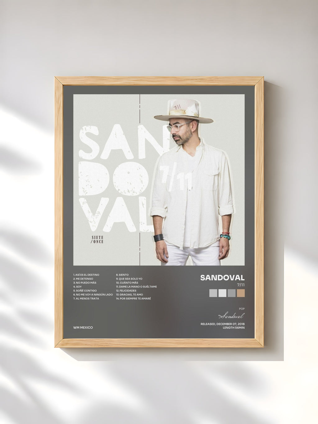 #bois Tableau de l'album 7/11 de Sandoval, cadre en bois brut, imprimé et encadré en France