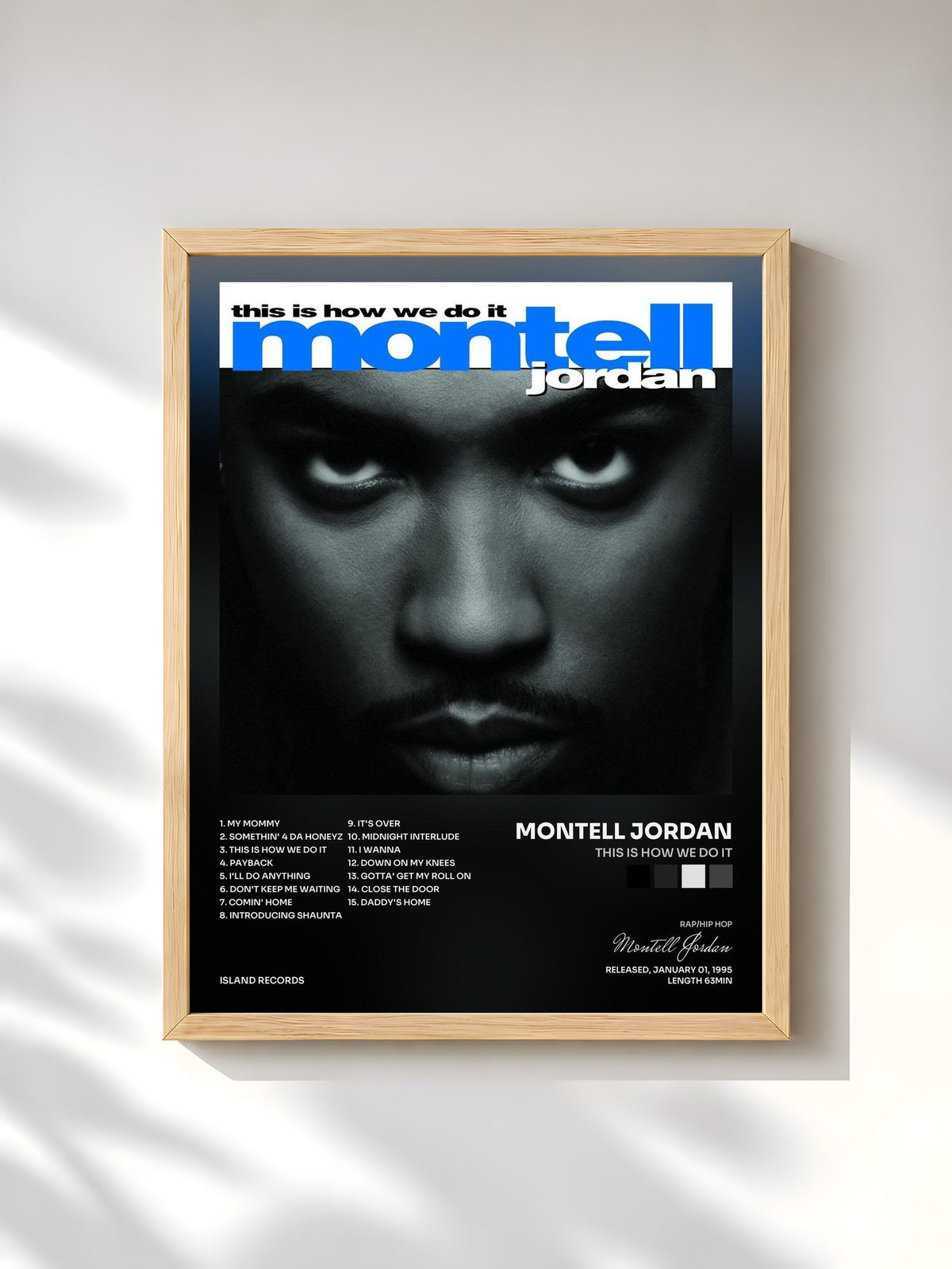 #bois Tableau de l'album This Is How We Do It de Montell Jordan, cadre en bois brut, imprimé et encadré en France