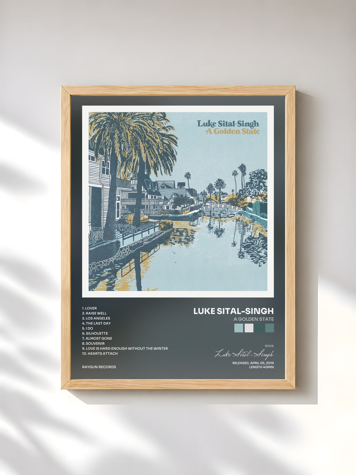 #bois Tableau de l'album A Golden State de Luke Sital-Singh, cadre en bois brut, imprimé et encadré en France