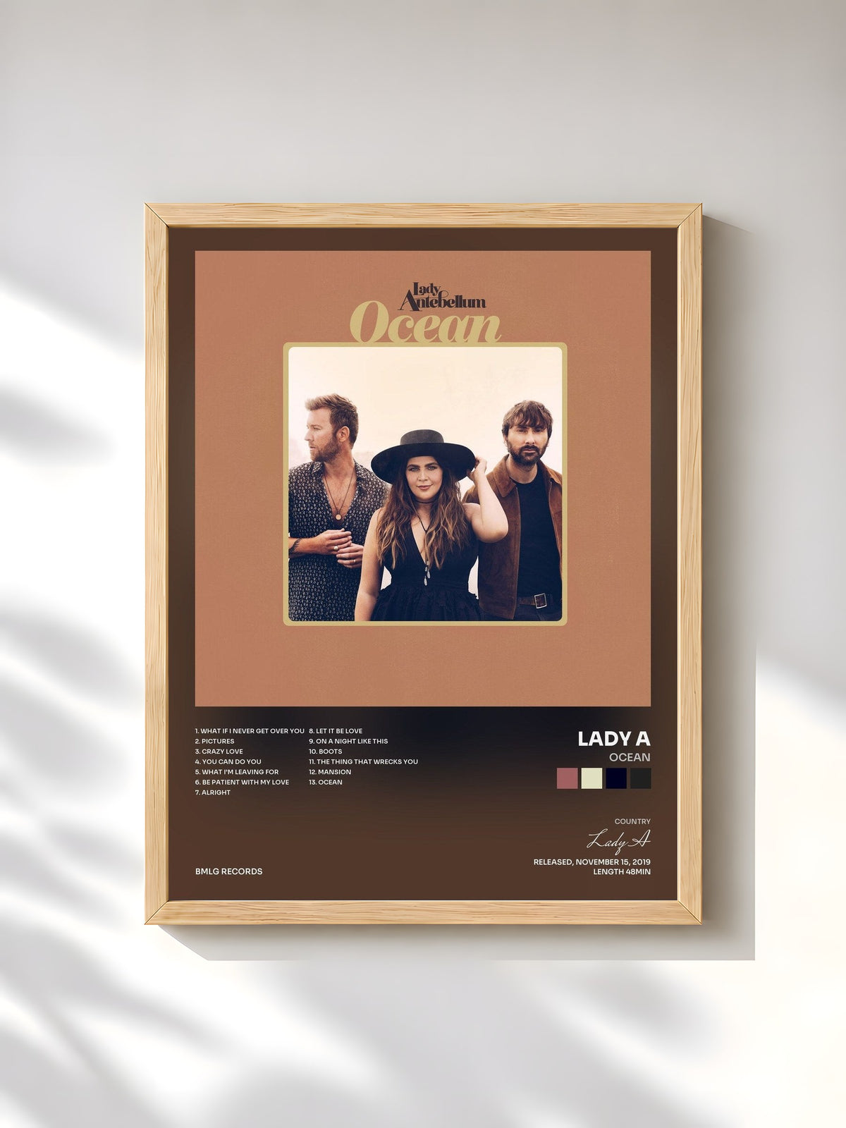 #bois Tableau de l'album Ocean de Lady A, cadre en bois brut, imprimé et encadré en France