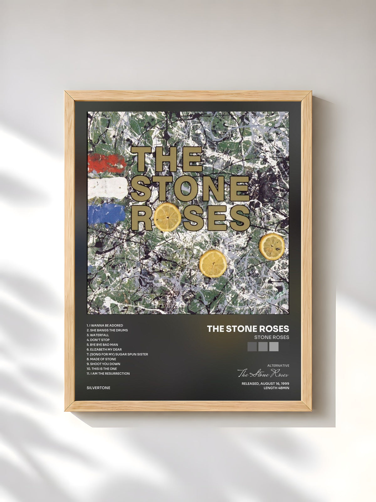 #bois Tableau de l'album Stone Roses de The Stone Roses, cadre en bois brut, imprimé et encadré en France