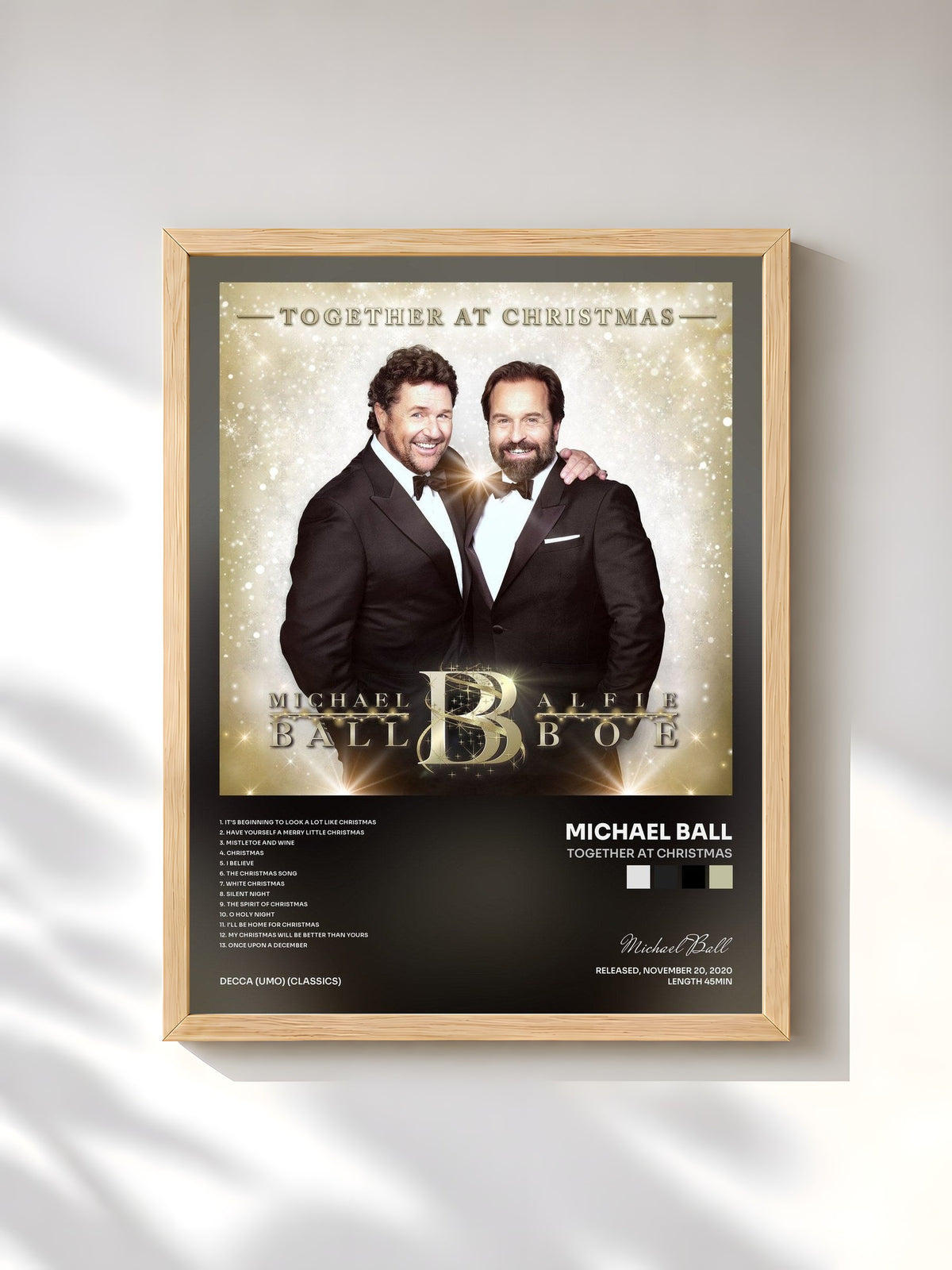 #bois Tableau de l'album Together At Christmas de Michael Ball, cadre en bois brut, imprimé et encadré en France