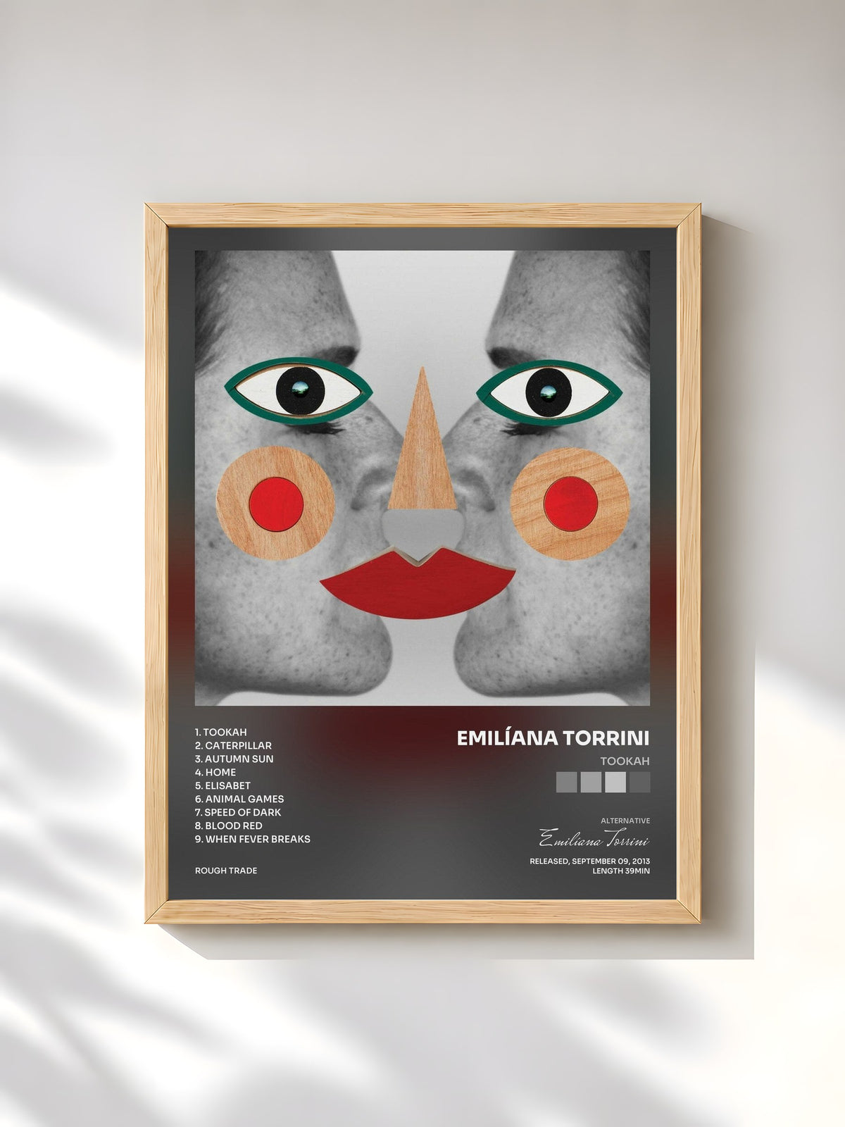 #bois Tableau de l'album Tookah de Emilíana Torrini, cadre en bois brut, imprimé et encadré en France