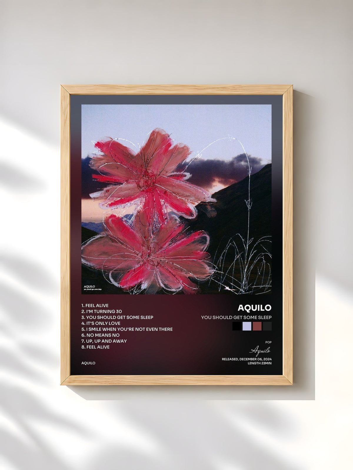 #bois Tableau de l'album You Should Get Some Sleep de Aquilo, cadre en bois brut, imprimé et encadré en France