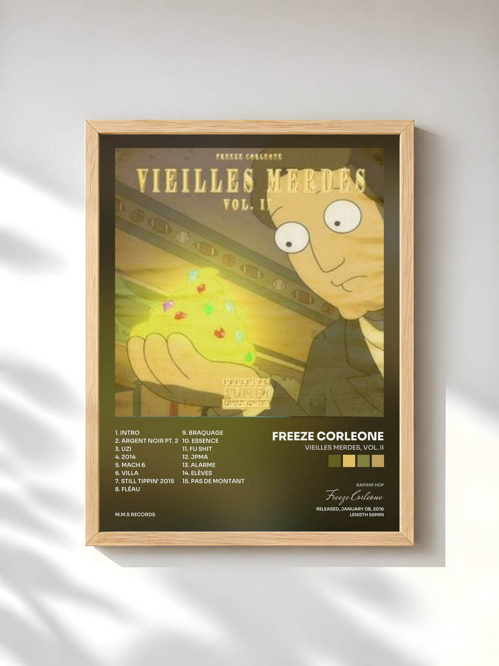 #bois Tableau de l'album Vieilles Merdes, Vol. II de Freeze Corleone, cadre en bois brut, imprimé et encadré en France