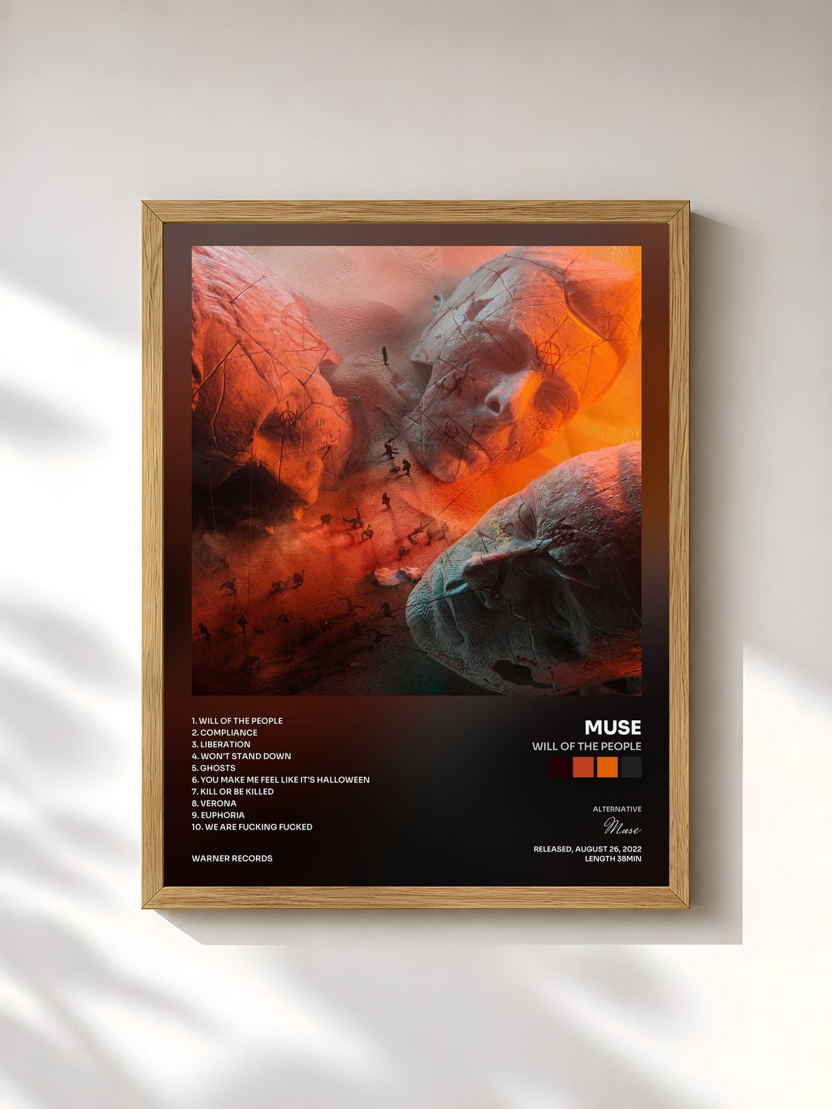 #bois Tableau de l'album Will Of The People de Muse, cadre en bois brut, imprimé et encadré en France
