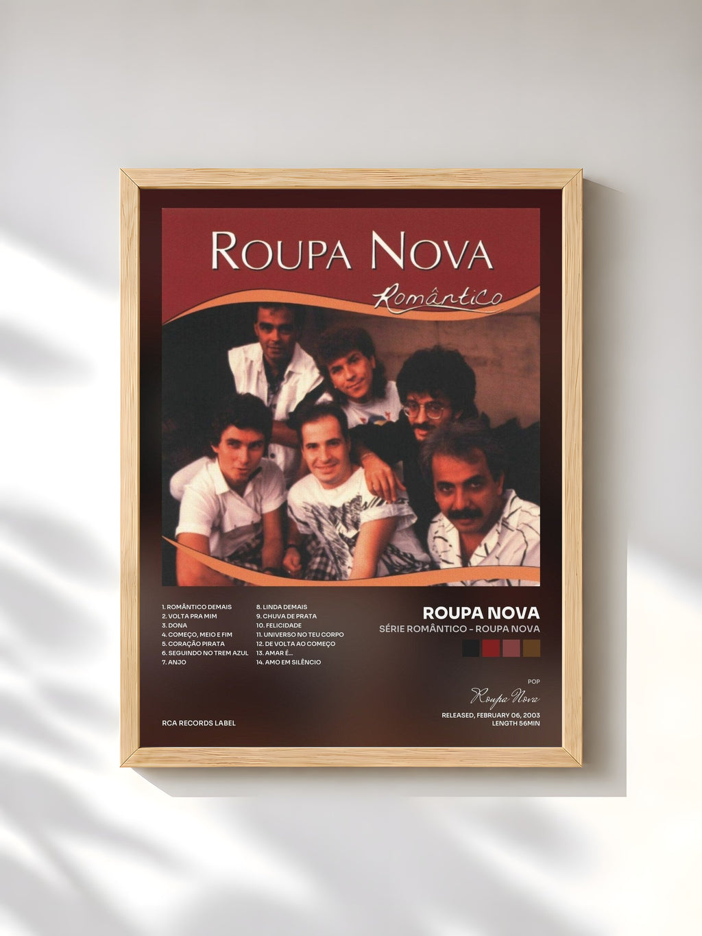 #bois Tableau de l'album Série Romântico - Roupa Nova de Roupa Nova, cadre en bois brut, imprimé et encadré en France