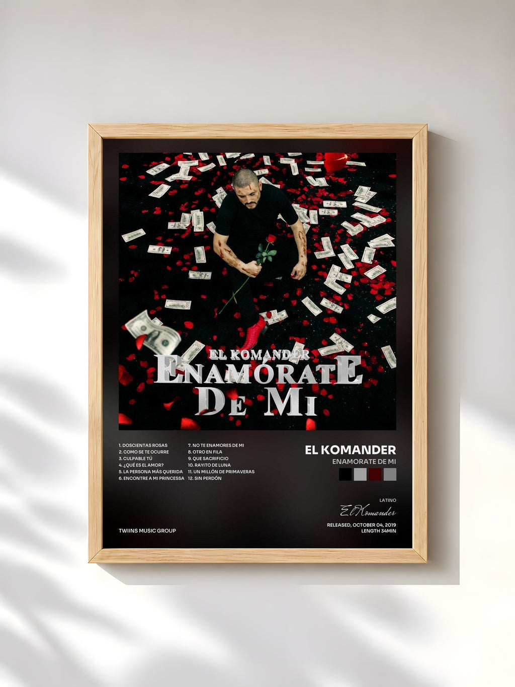 #bois Tableau de l'album Enamorate De Mi de El Komander, cadre en bois brut, imprimé et encadré en France