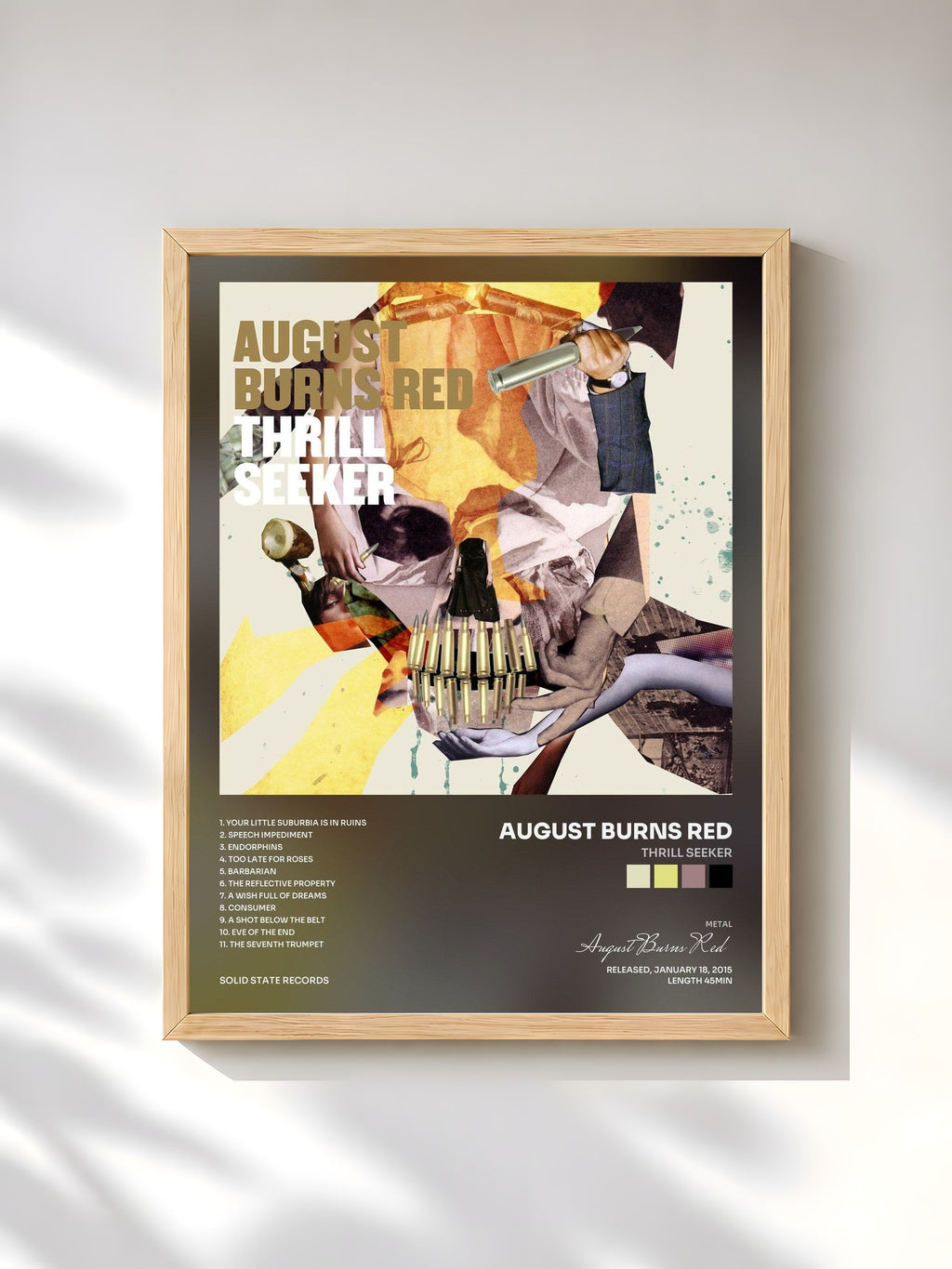 #bois Tableau de l'album Thrill Seeker de August Burns Red, cadre en bois brut, imprimé et encadré en France