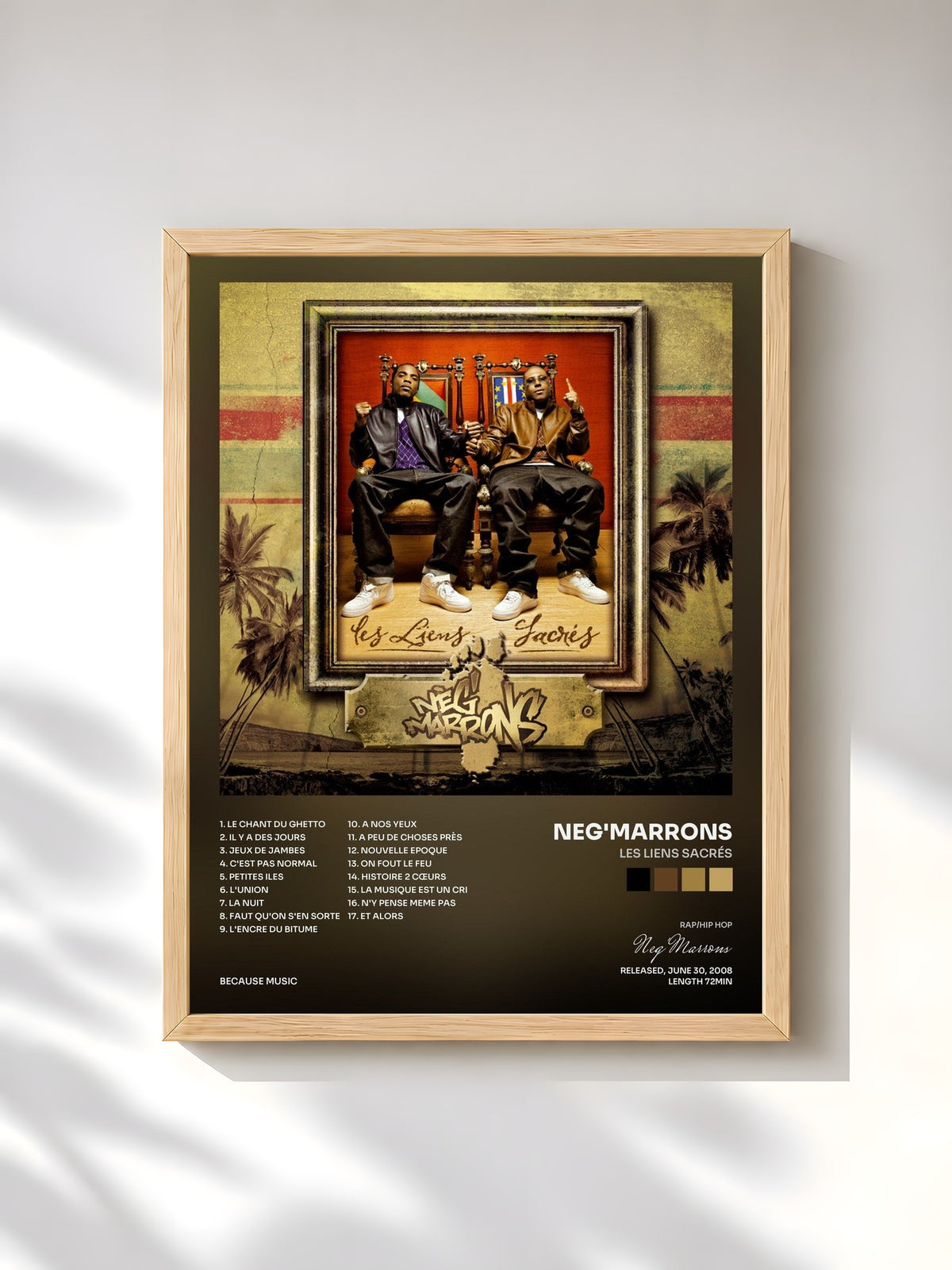 #bois Tableau de l'album Les Liens Sacrés de Neg'Marrons, cadre en bois brut, imprimé et encadré en France
