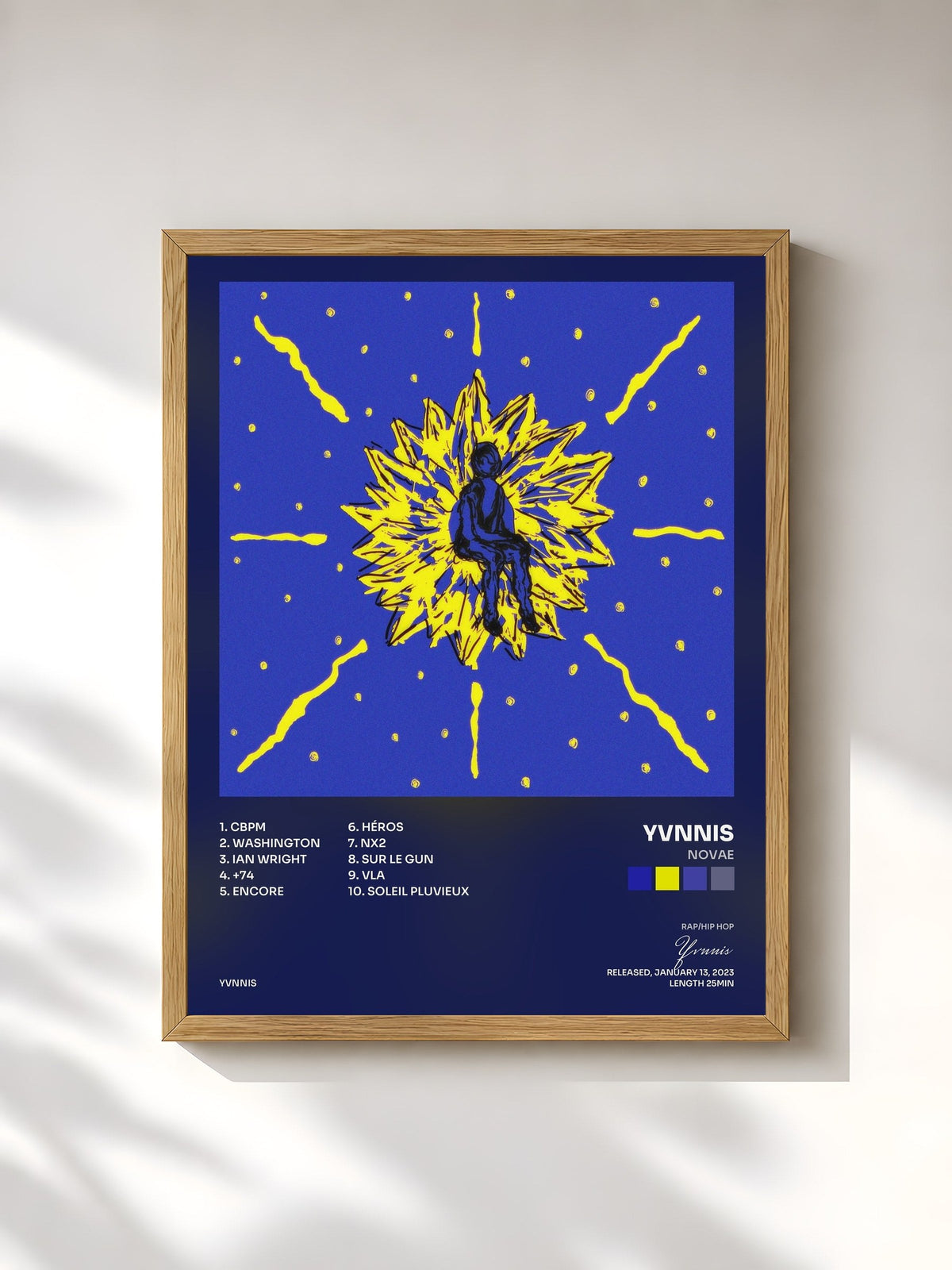 #bois Tableau de l'album NOVAE de Yvnnis, cadre en bois brut, imprimé et encadré en France