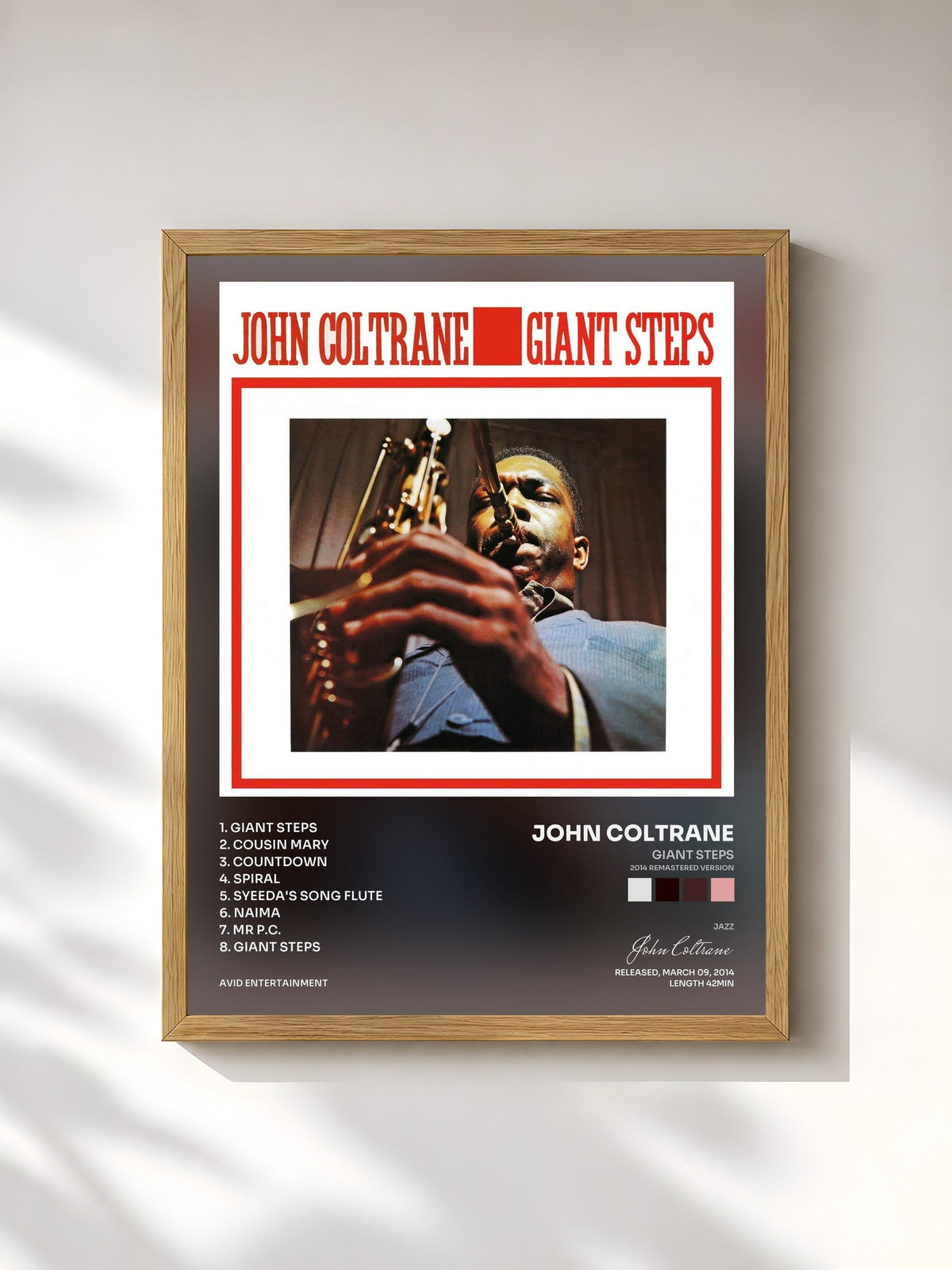#bois Tableau de l'album Giant Steps (2014 Remastered Version) de John Coltrane, cadre en bois brut, imprimé et encadré en France