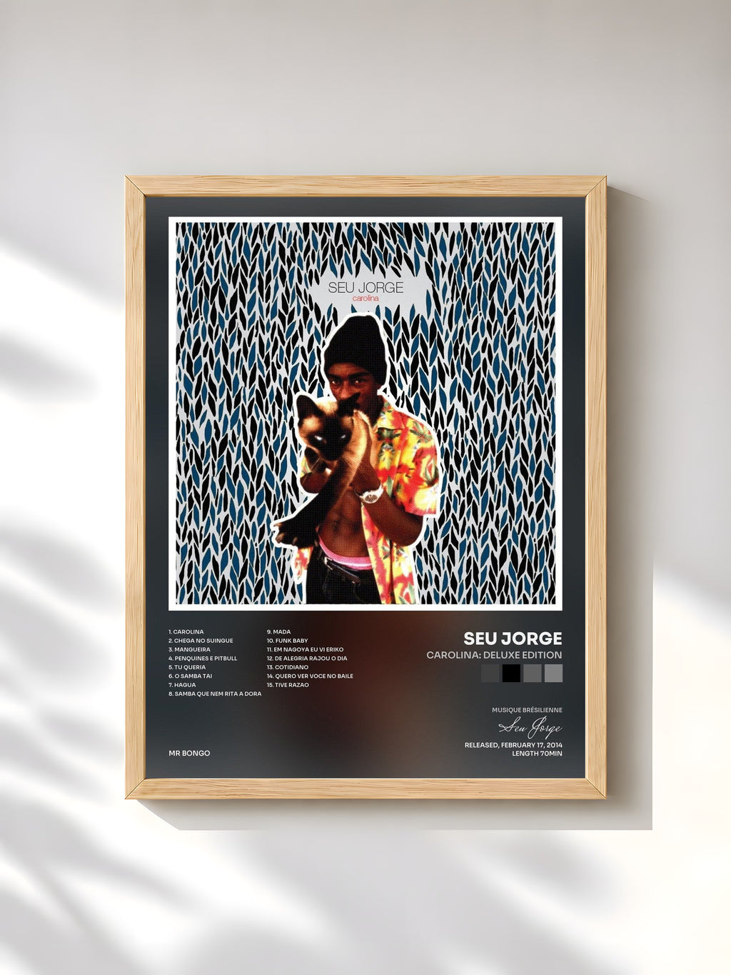 #bois Tableau de l'album Carolina: Deluxe Edition de Seu Jorge, cadre en bois brut, imprimé et encadré en France