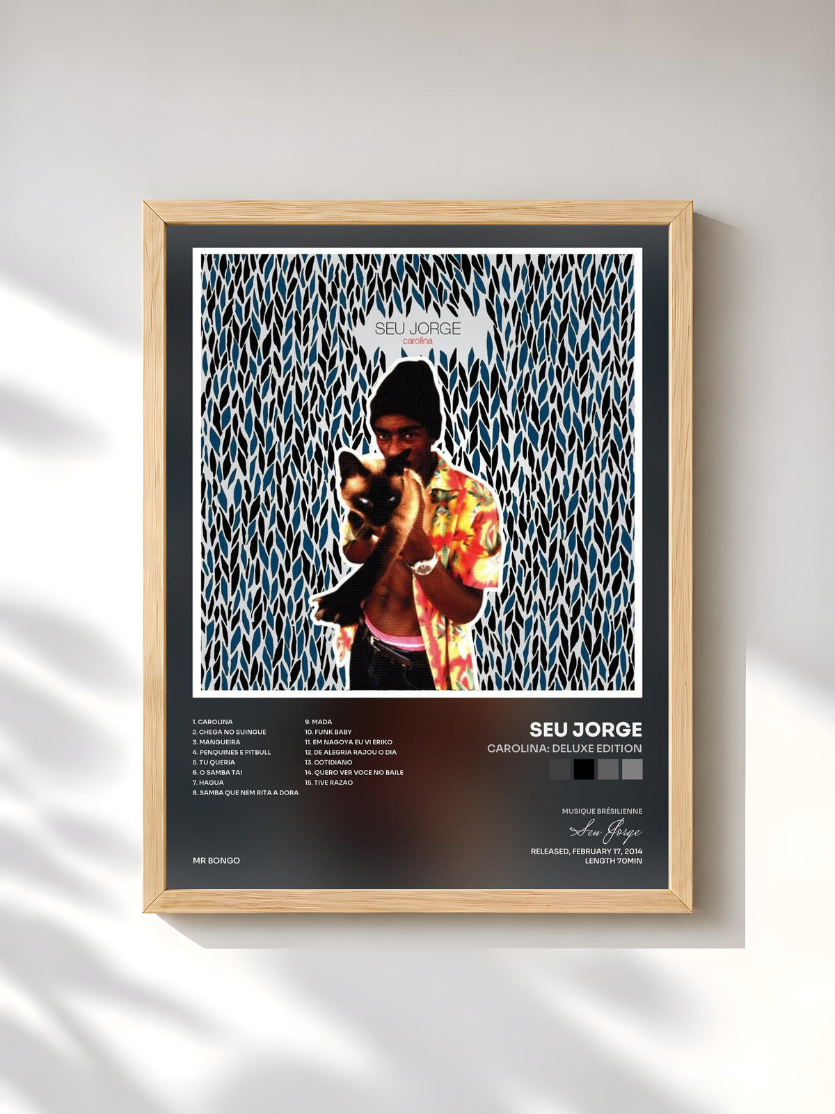 #bois Tableau de l'album Carolina: Deluxe Edition de Seu Jorge, cadre en bois brut, imprimé et encadré en France