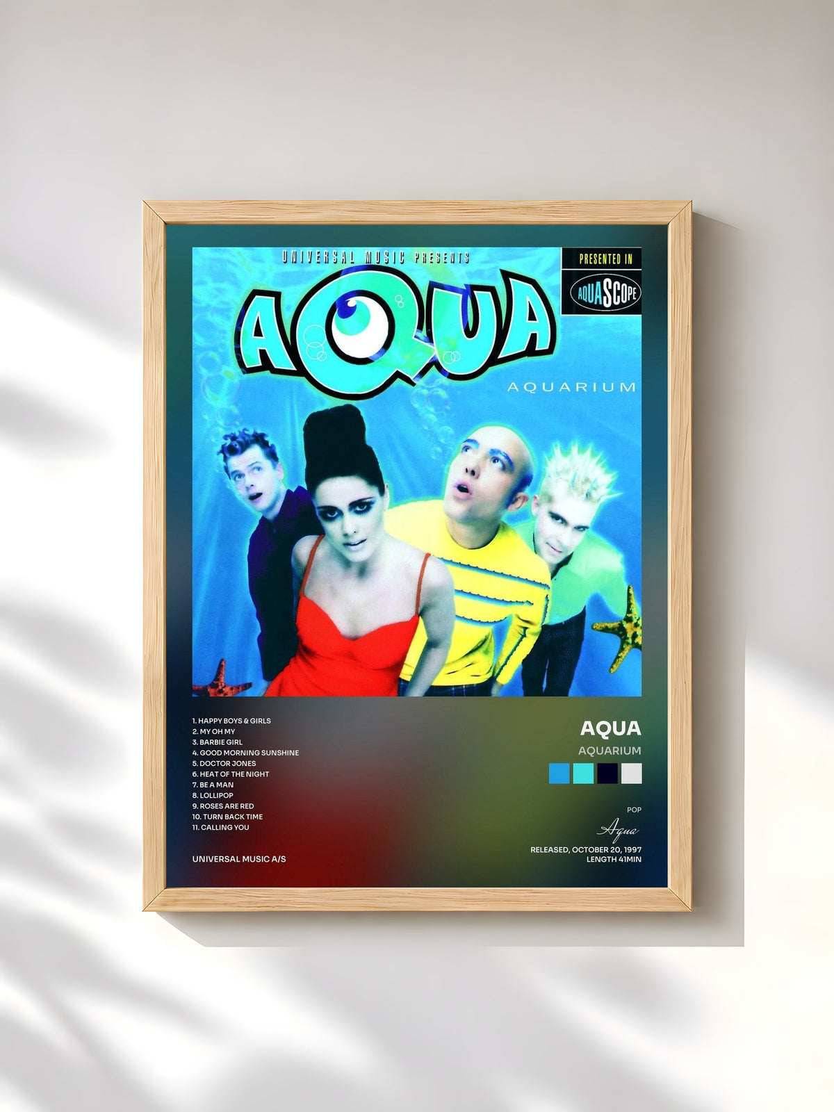 #bois Tableau de l'album Aquarium de Aqua, cadre en bois brut, imprimé et encadré en France