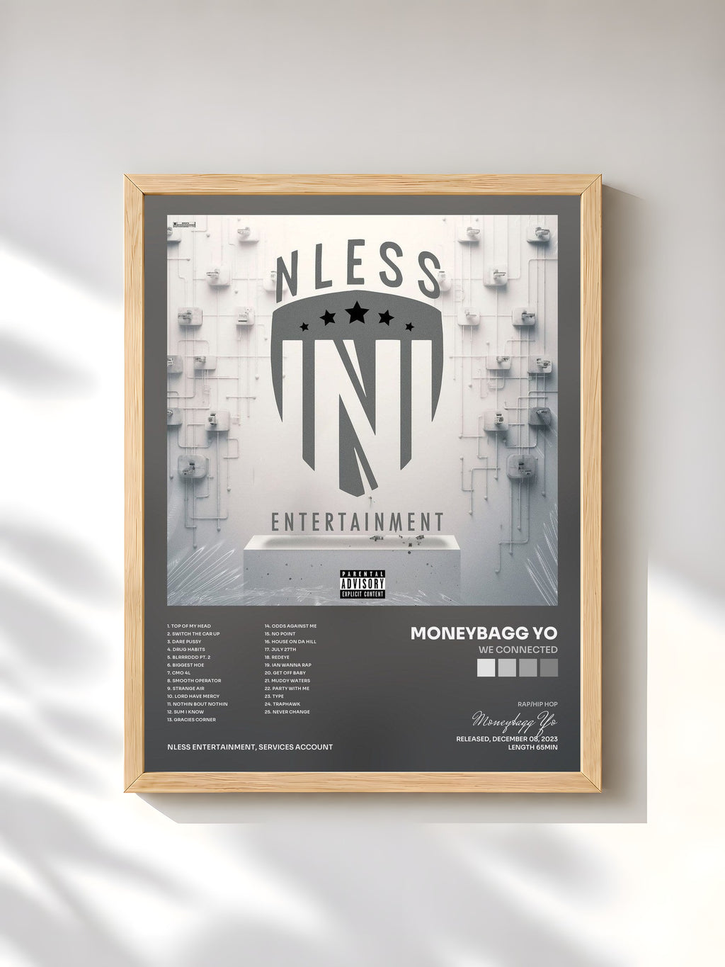 #bois Tableau de l'album We Connected de Moneybagg Yo, cadre en bois brut, imprimé et encadré en France