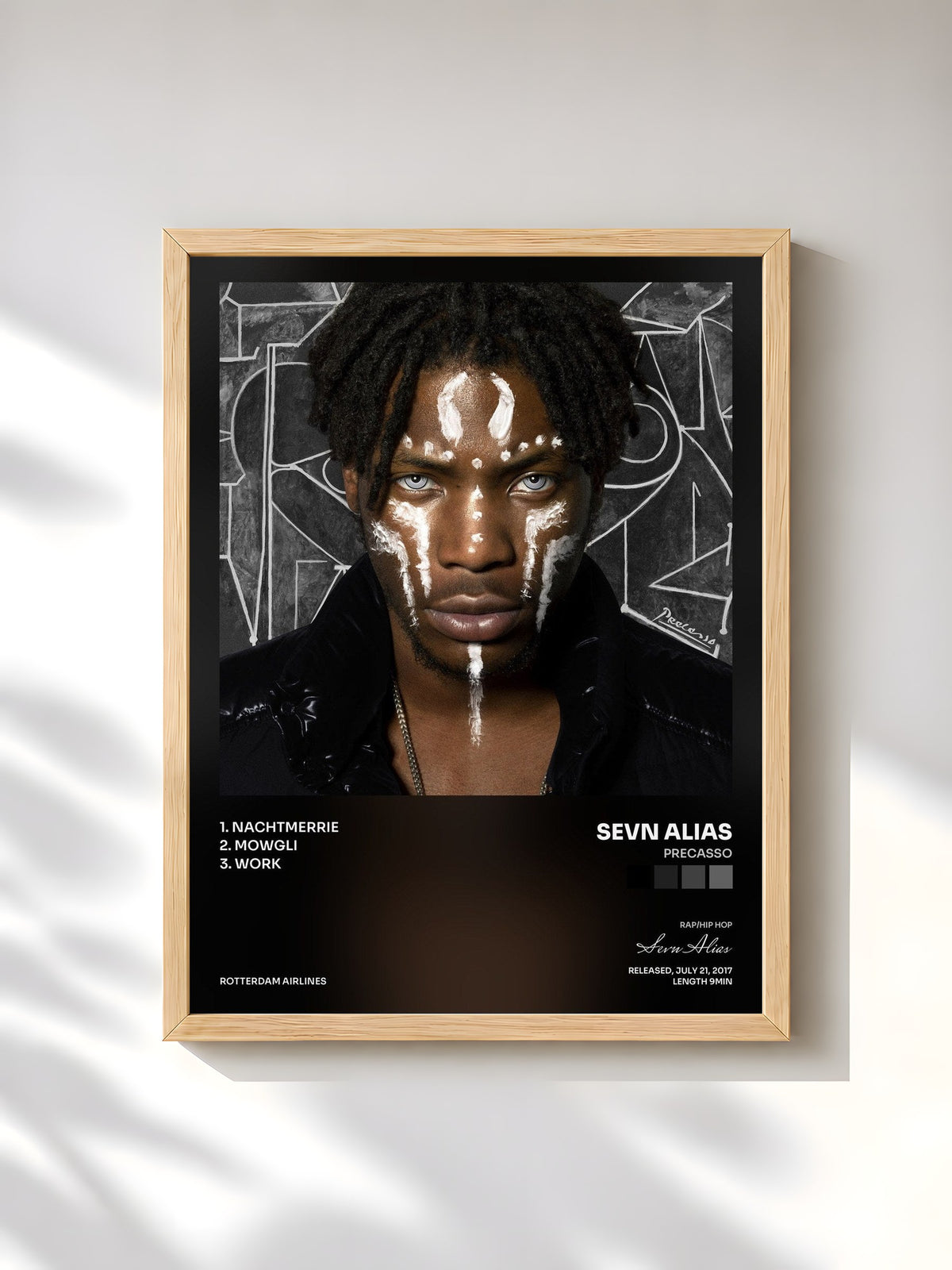 #bois Tableau de l'album Precasso de Sevn Alias, cadre en bois brut, imprimé et encadré en France