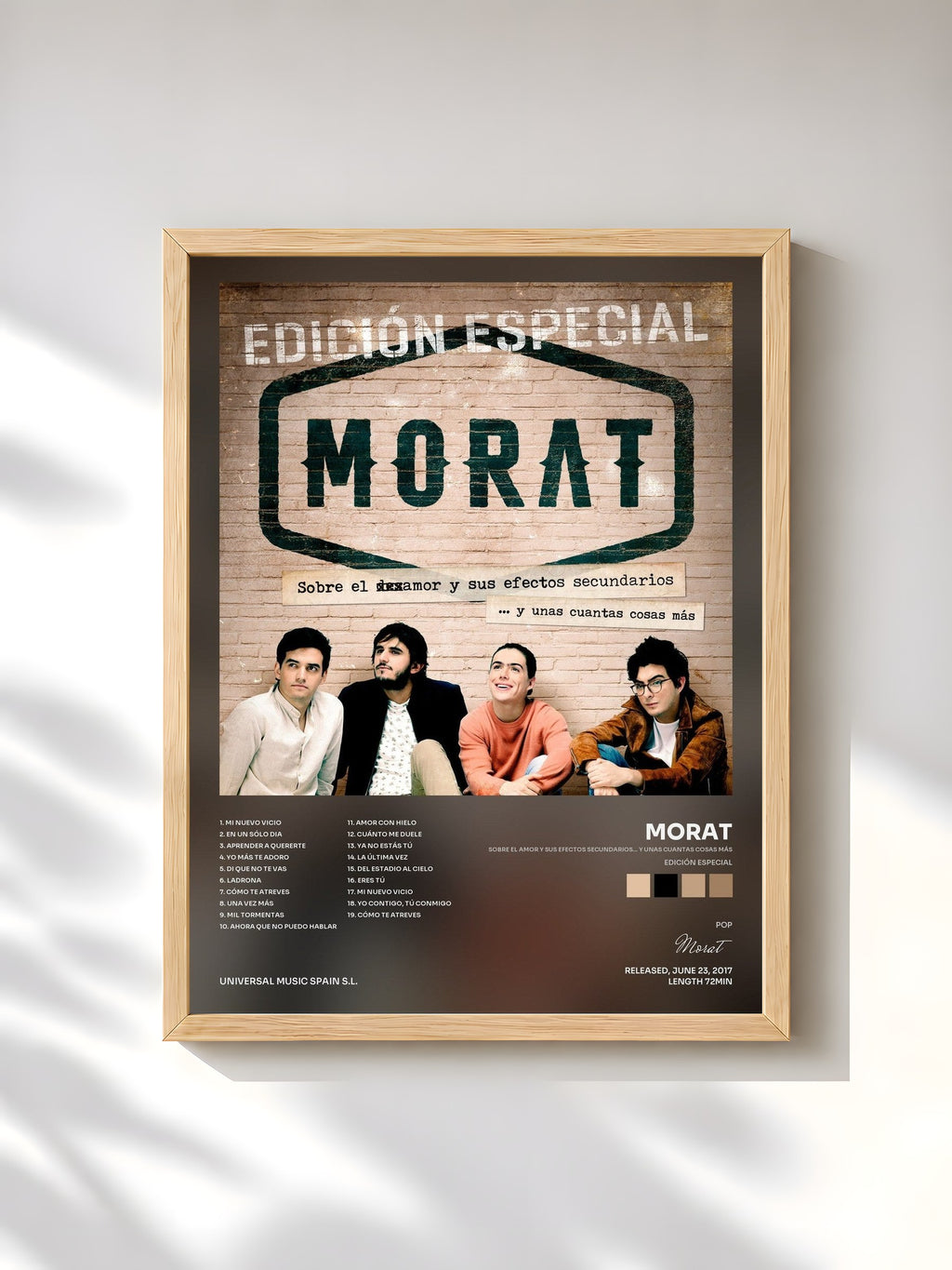 #bois Tableau de l'album Sobre El Amor Y Sus Efectos Secundarios... Y Unas Cuantas Cosas Más (Edición Especial) de Morat, cadre en bois brut, imprimé et encadré en France